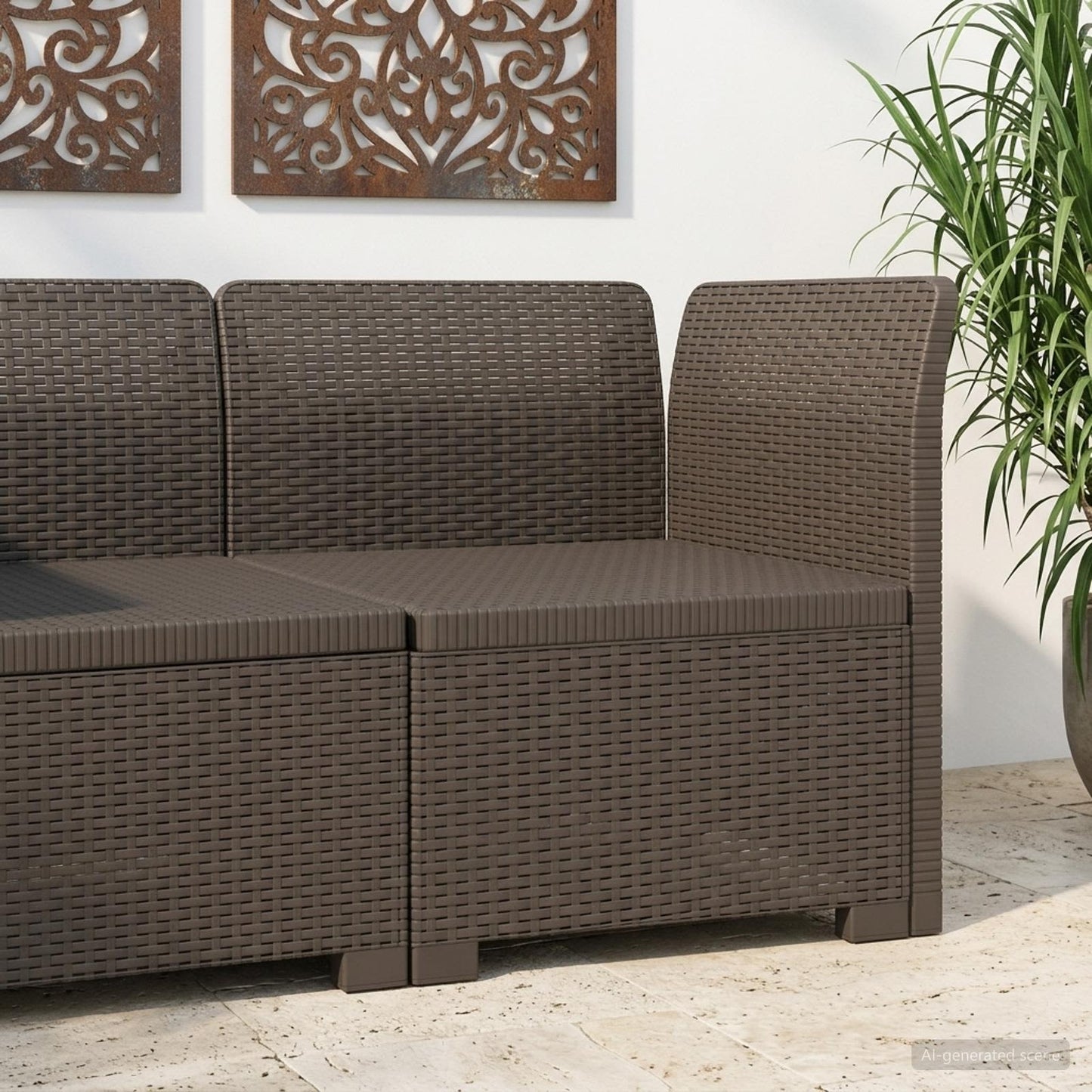 1-Seater Garden Sofa Rattan Look PP Light Grey