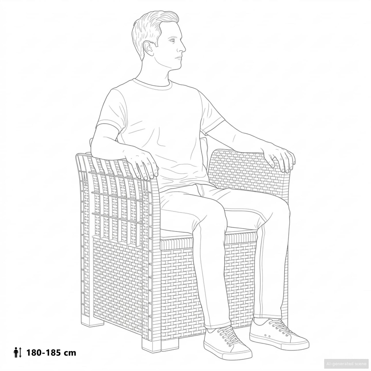 1-Seater Armchair Rattan Look PP White
