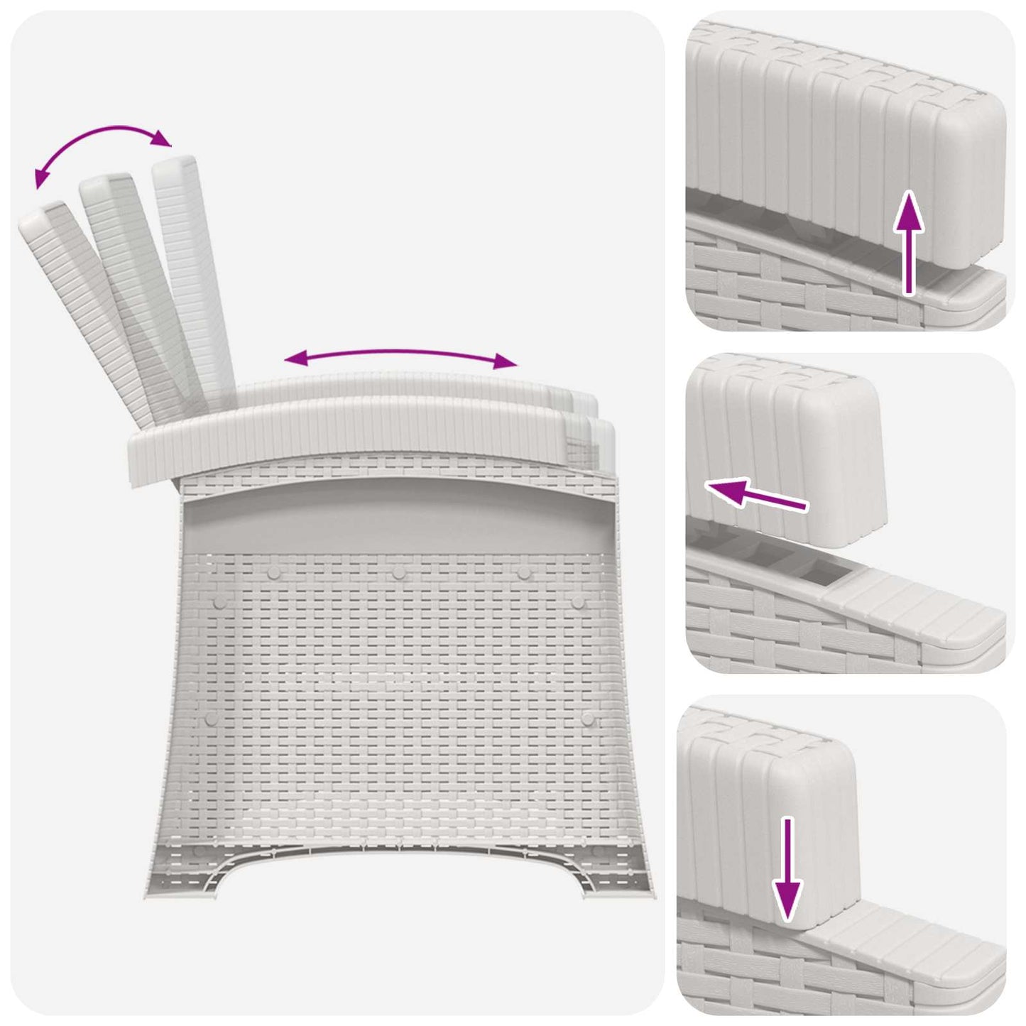 Reclining Garden Chair Rattan Look White PP