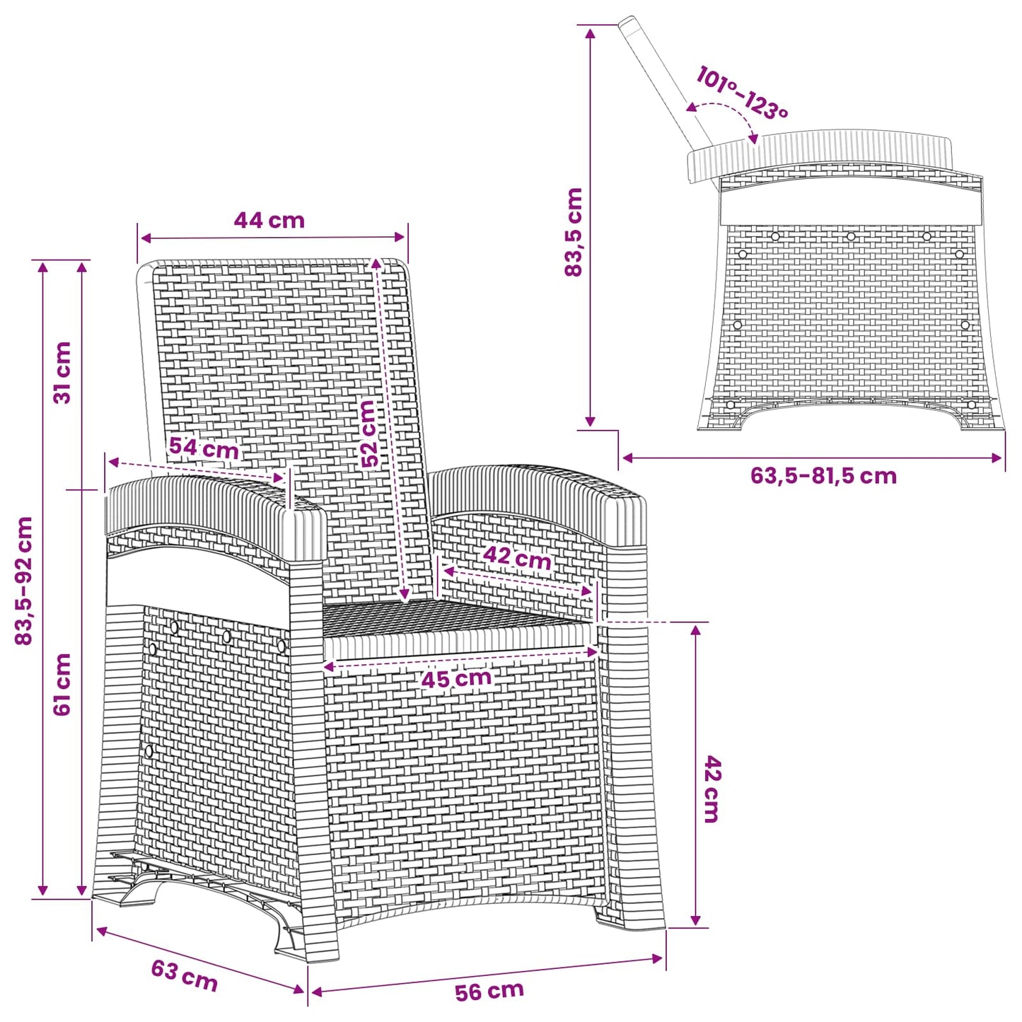 Reclining Garden Chair Rattan Look Light Grey PP