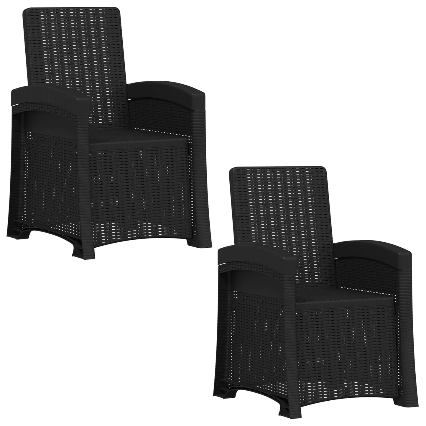 Reclining Garden Chair Rattan Look 2 pcs Anthracite PP