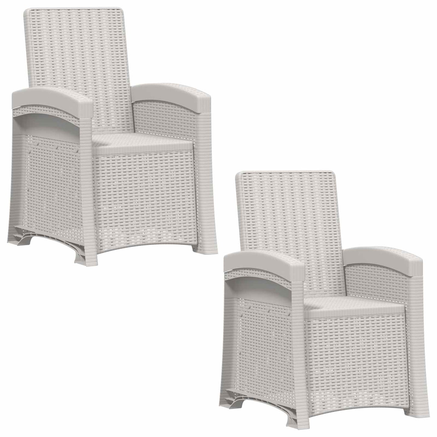 Reclining Garden Chair Rattan Look 2 pcs White PP
