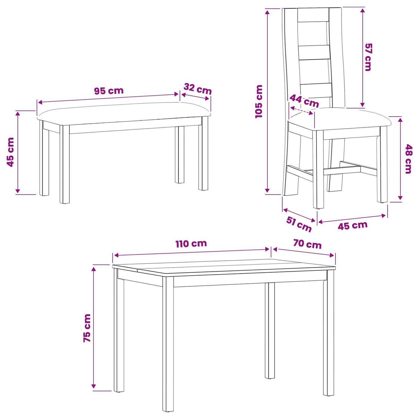Dining Set 5 pcs Grey Solid Oak Wood