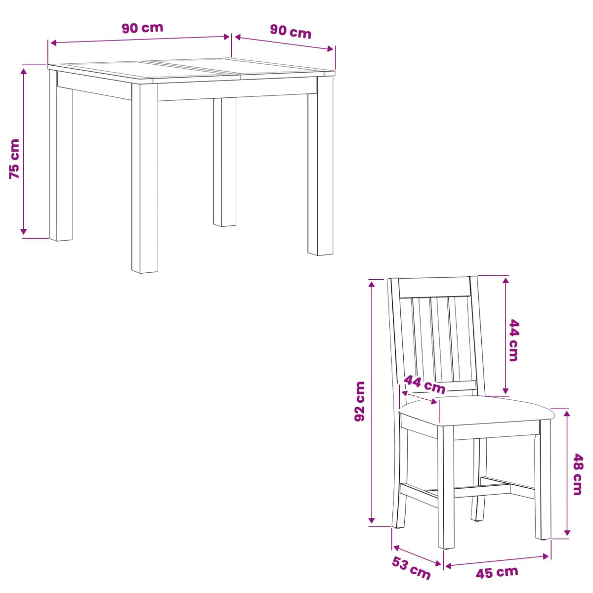 Dining Set VENLO 3 pcs Grey 90 x 90 x 75 cm Solid Oak Wood