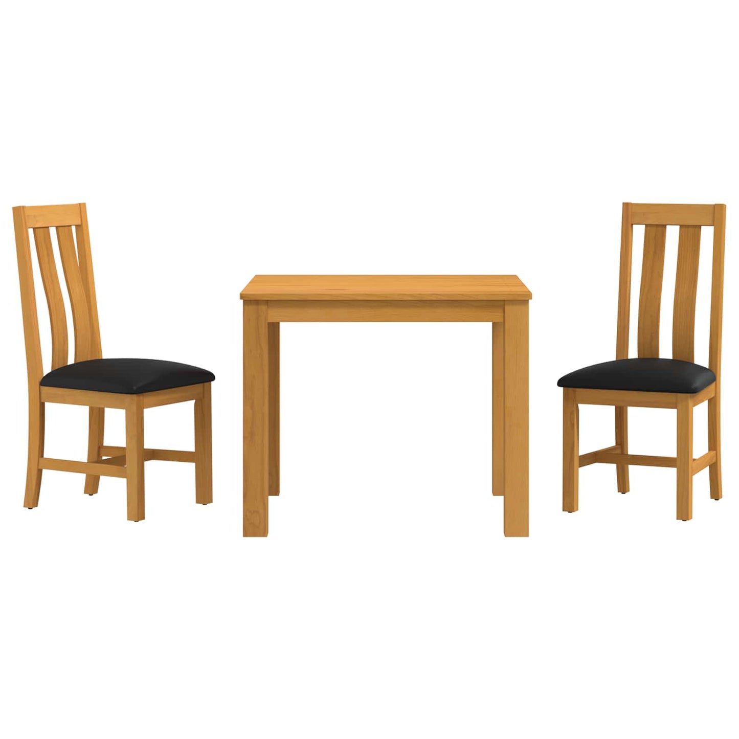Dining Set 3 pcs Black Solid Oak Wood