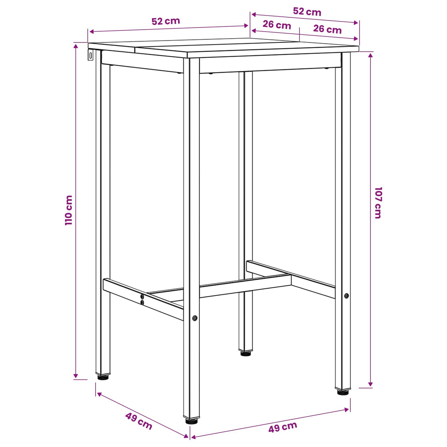 Bar Table 52 x 52 x 110 cm Engineered Wood Old Wood Rectangular