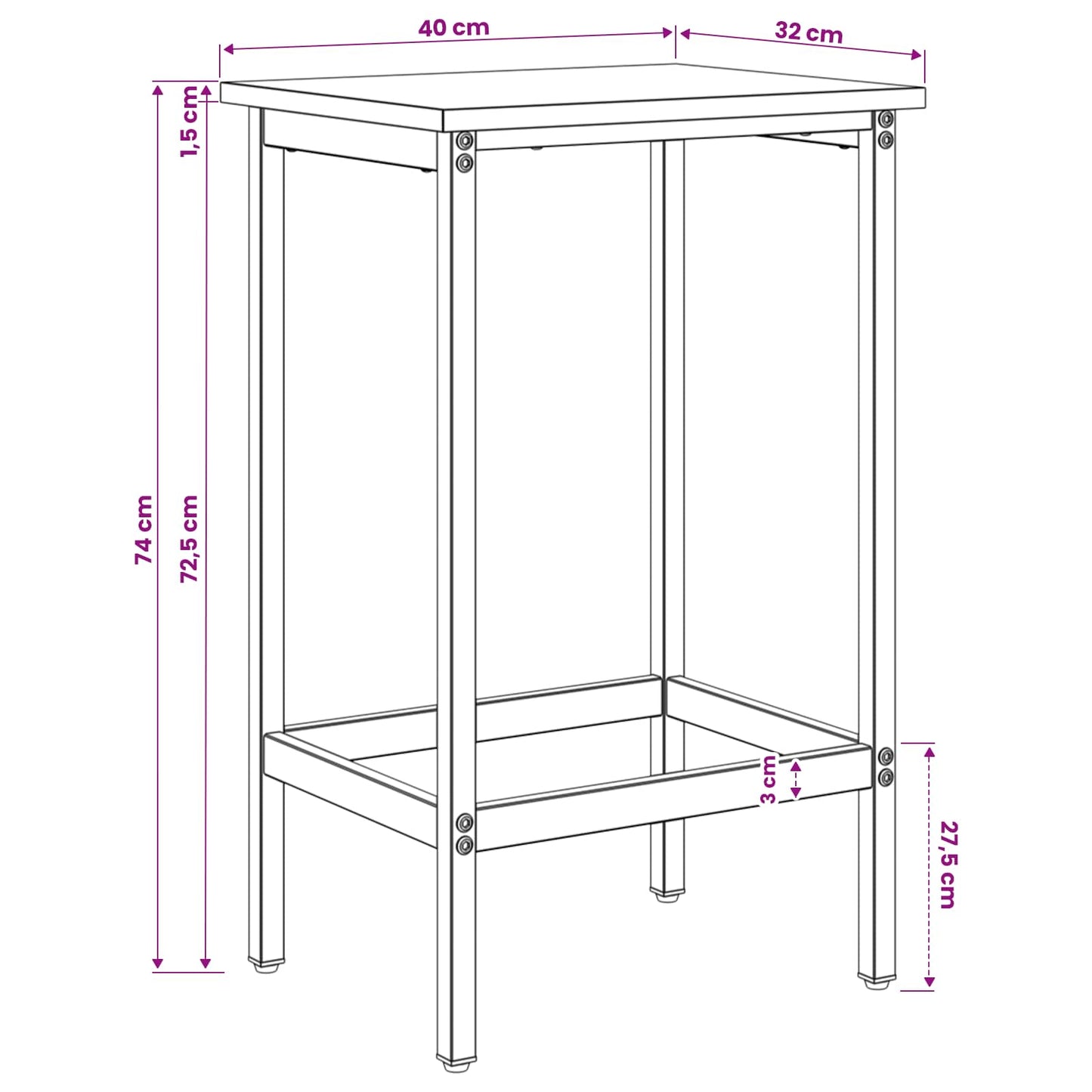 Bar Stool Sonoma Oak 40 x 32 x 74 cm Engineered Wood