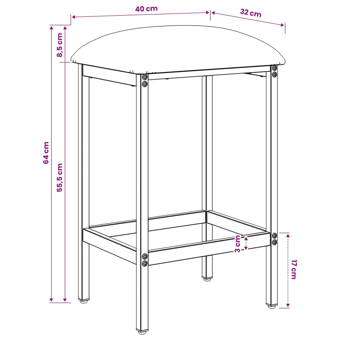 Bar Stool 2 pcs Taupe 40 x 32 x 64 cm Engineered Wood