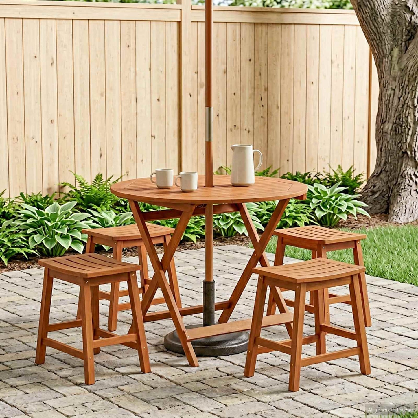 Folding Garden Table Brown Ø 90 x 75 cm Solid Eucalyptus Wood