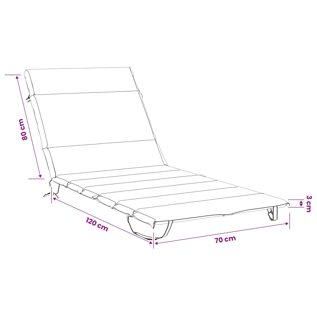 Sunlounger Cushion GEMERT 100% Polyester Beige 200 x 70 x 3 cm