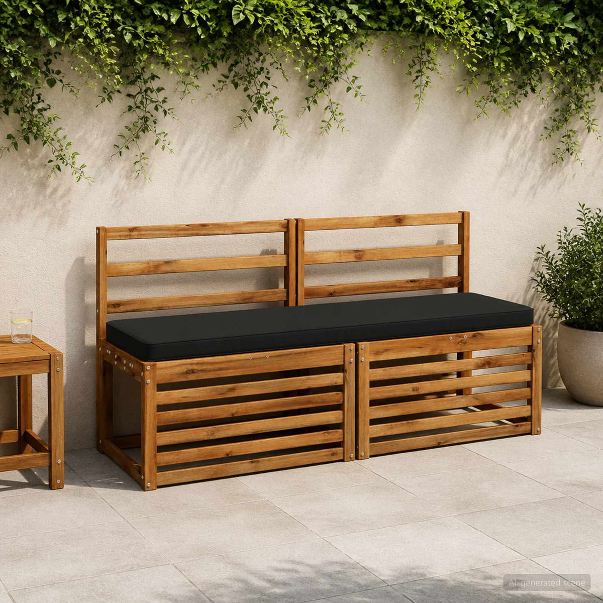 1-Piece Bench Cushion VUGHT 100% Polyester Black