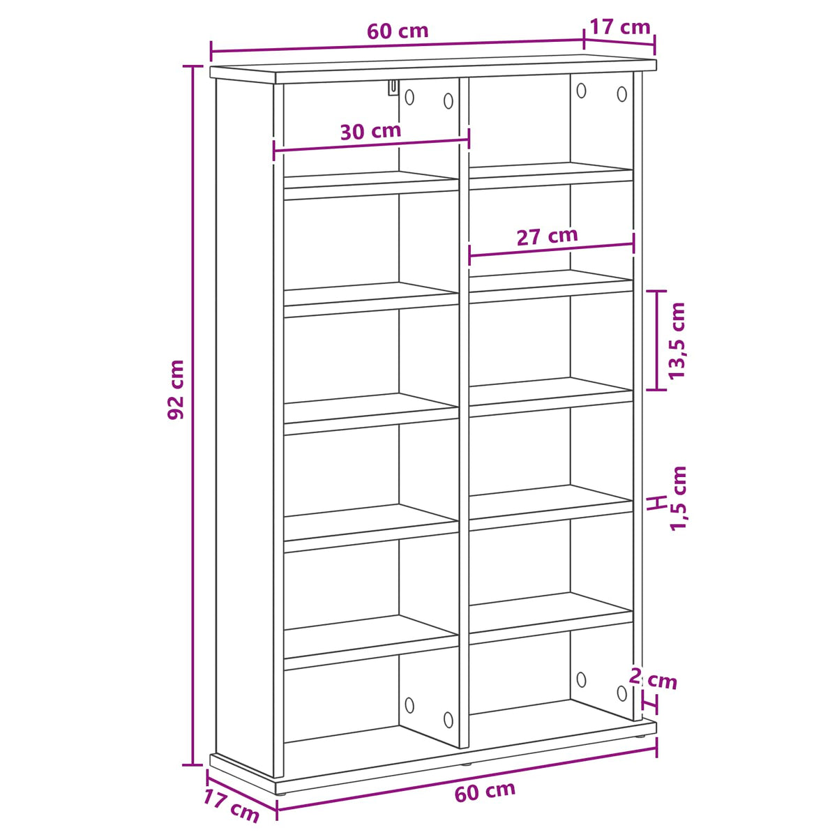 CD Cabinet Artisan Oak 60 x 17 x 92 cm Engineered Wood
