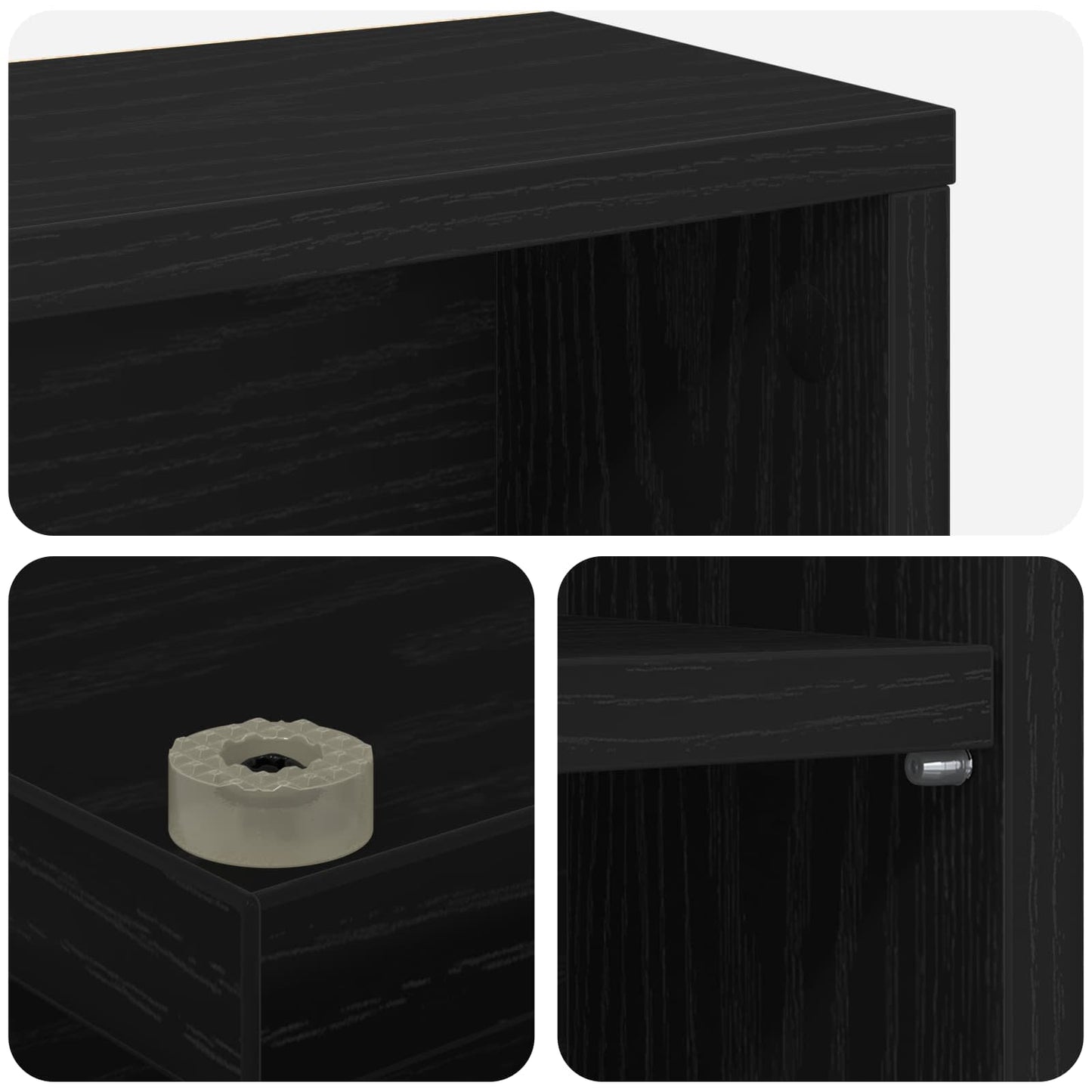 CD Cabinet Black Oak 32 x 17 x 92 cm Engineered Wood