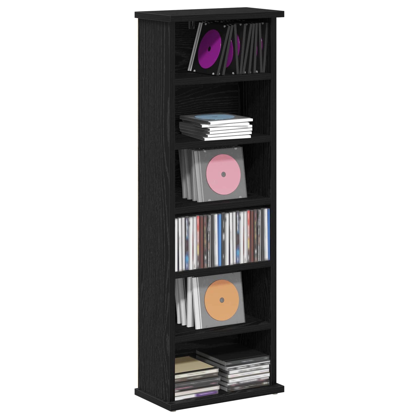CD Cabinet Black Oak 32 x 17 x 92 cm Engineered Wood