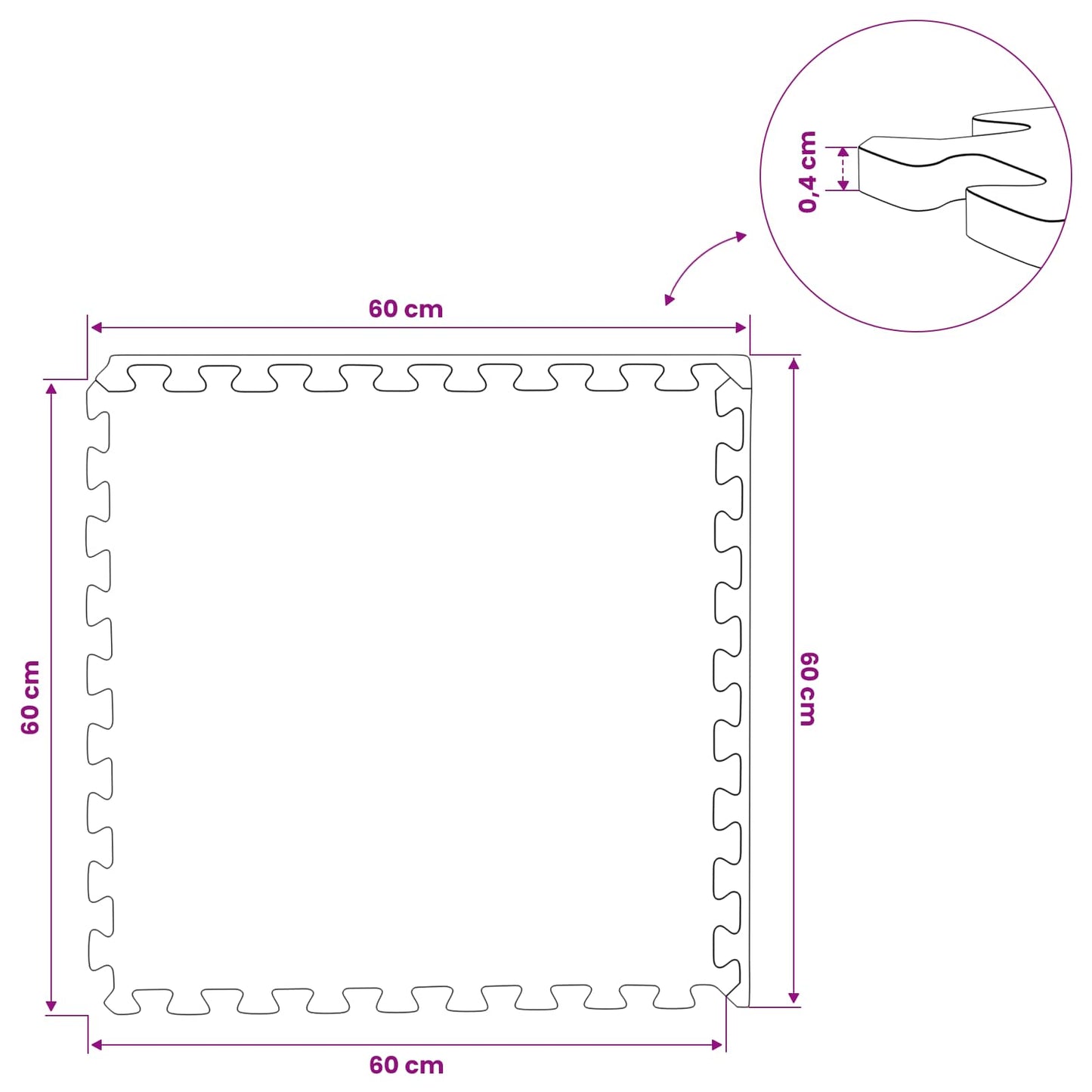 Floor Mats 24 pcs Black 8.64 m² EVA Foam
