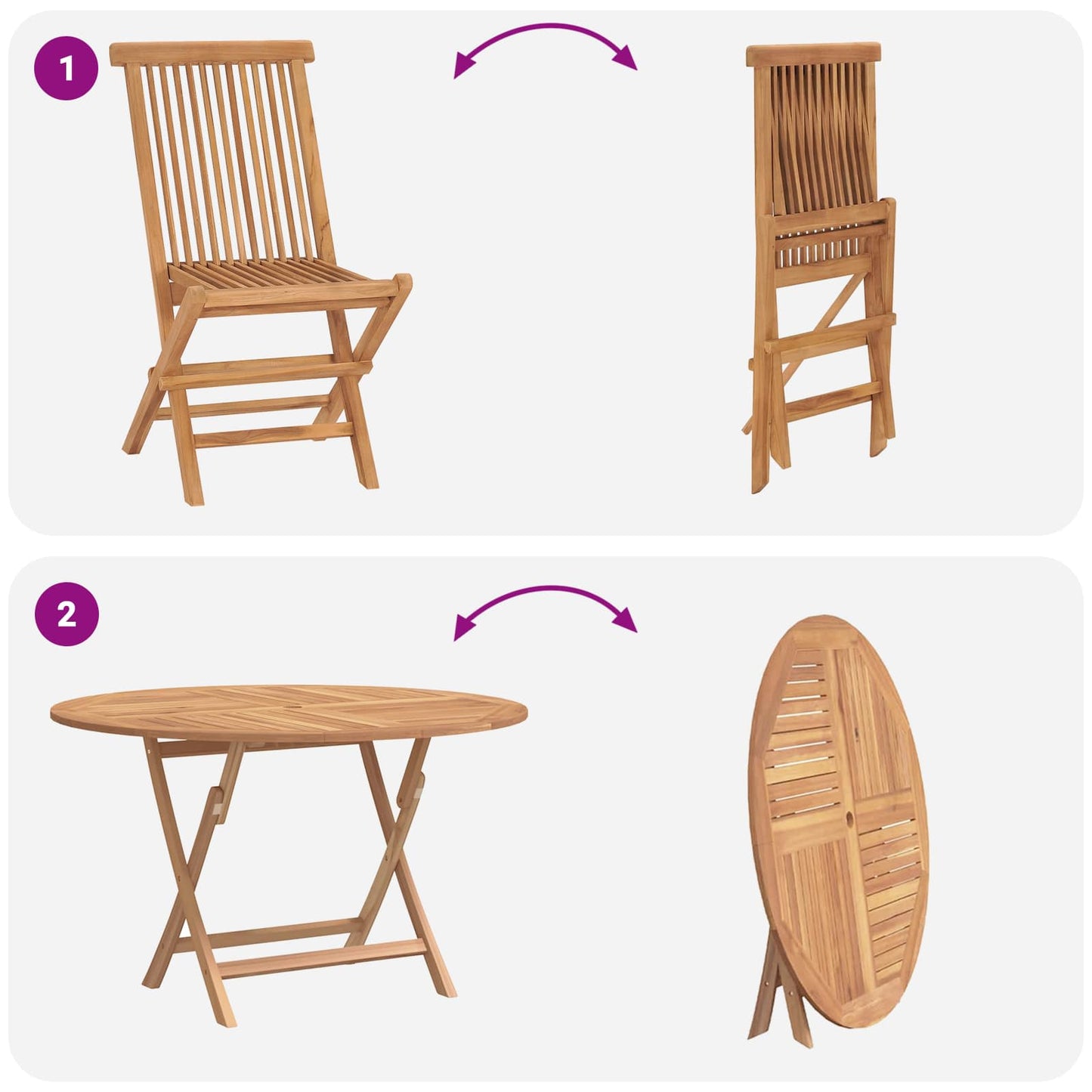 Garden Bistro Set 3 pcs Natural Solid Teak Wood