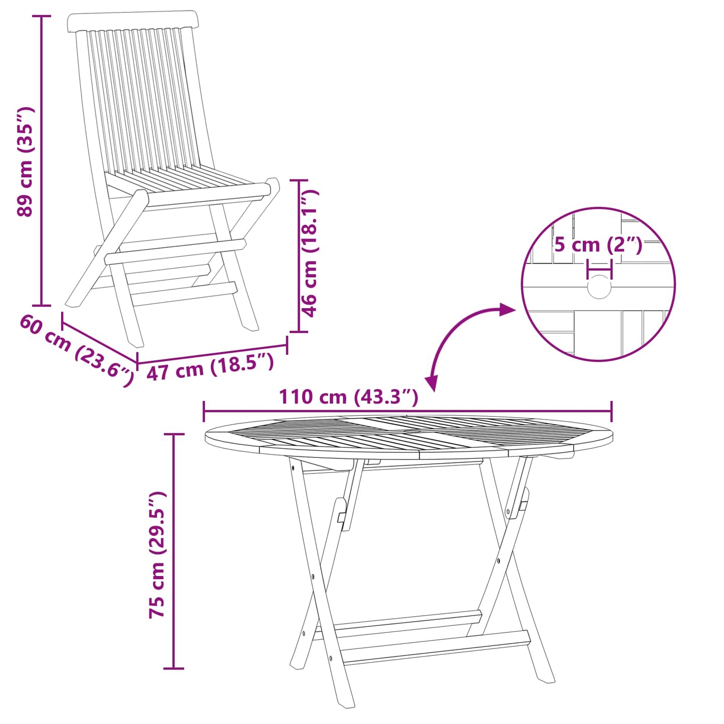 Garden Bistro Set 3 pcs Natural Solid Teak Wood