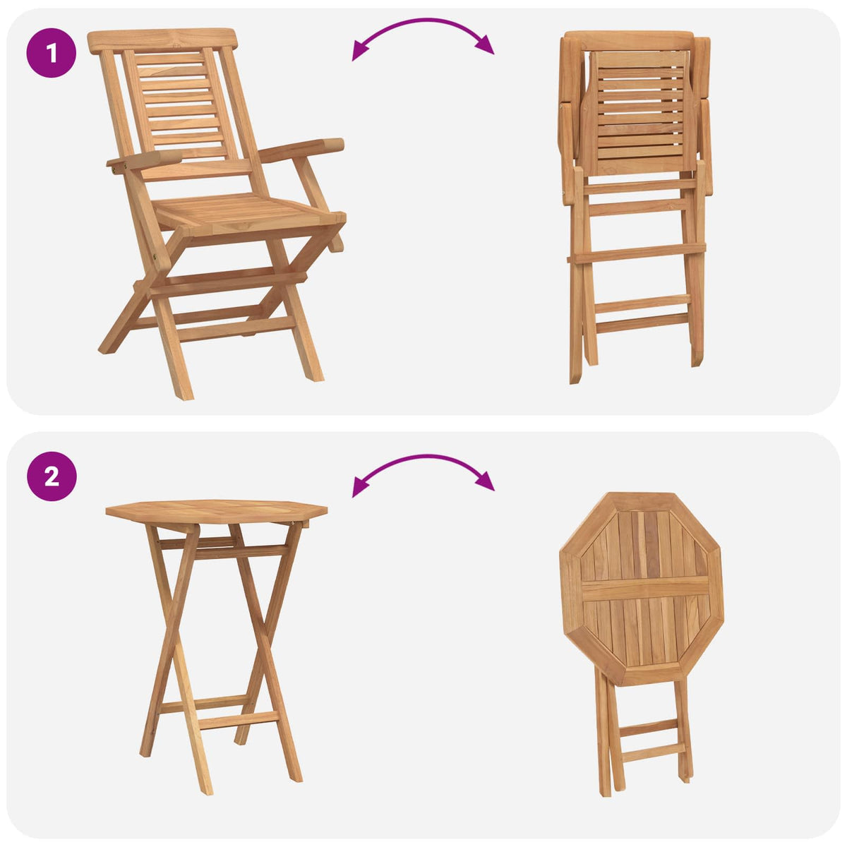 Garden Set 5 pcs Brown 60 x 60 x 75 cm Soild Teak Wood