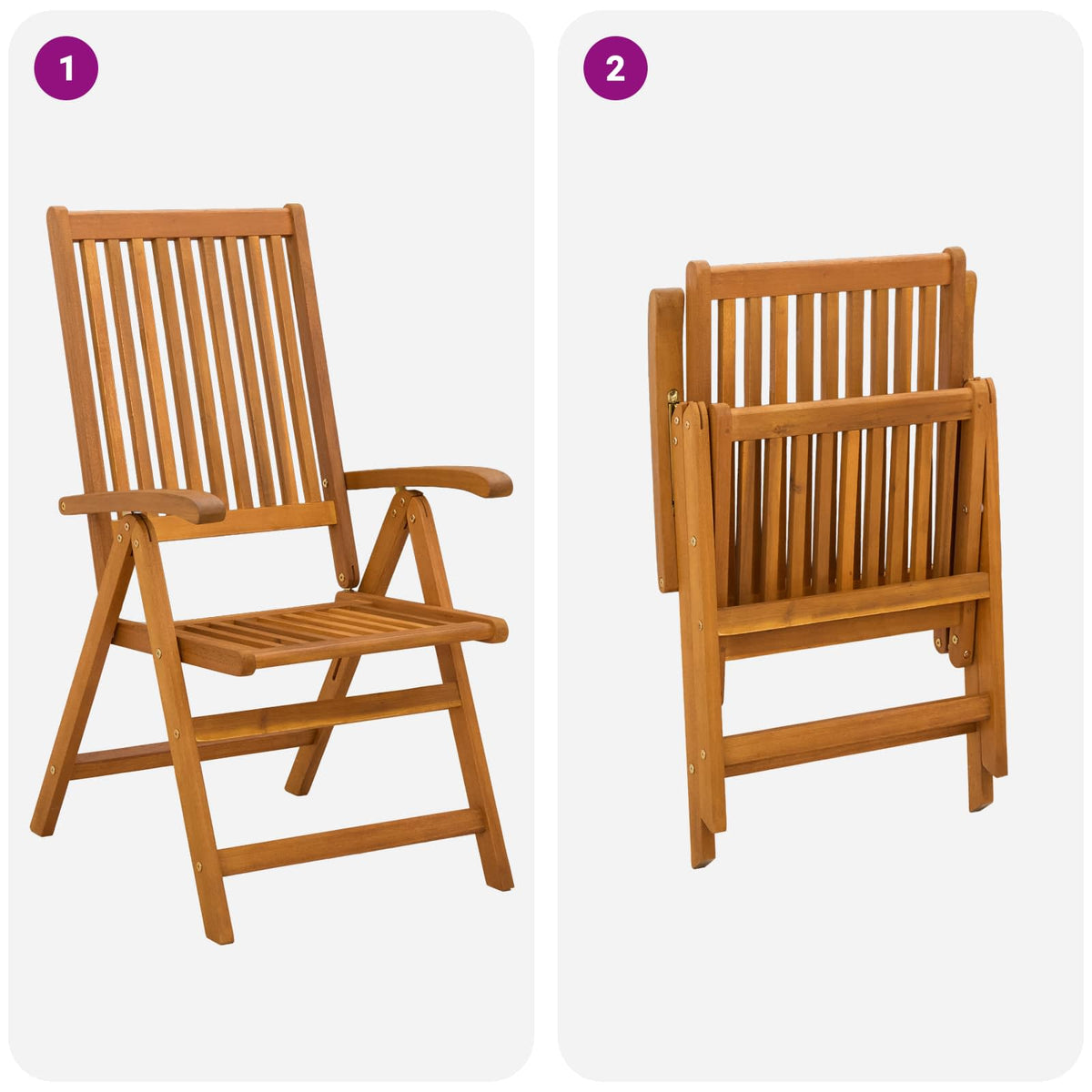 Reclining Garden Chairs 4 pcs Natural Solid Acacia Wood