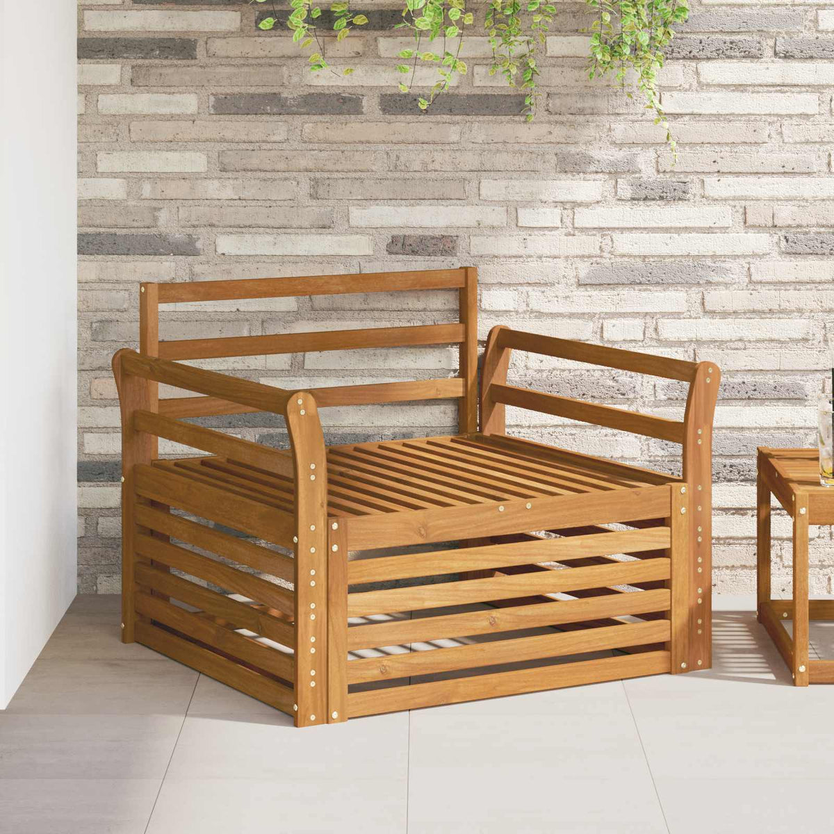 Outdoor Sofa Set 2 pcs Natural Solid Acacia Wood