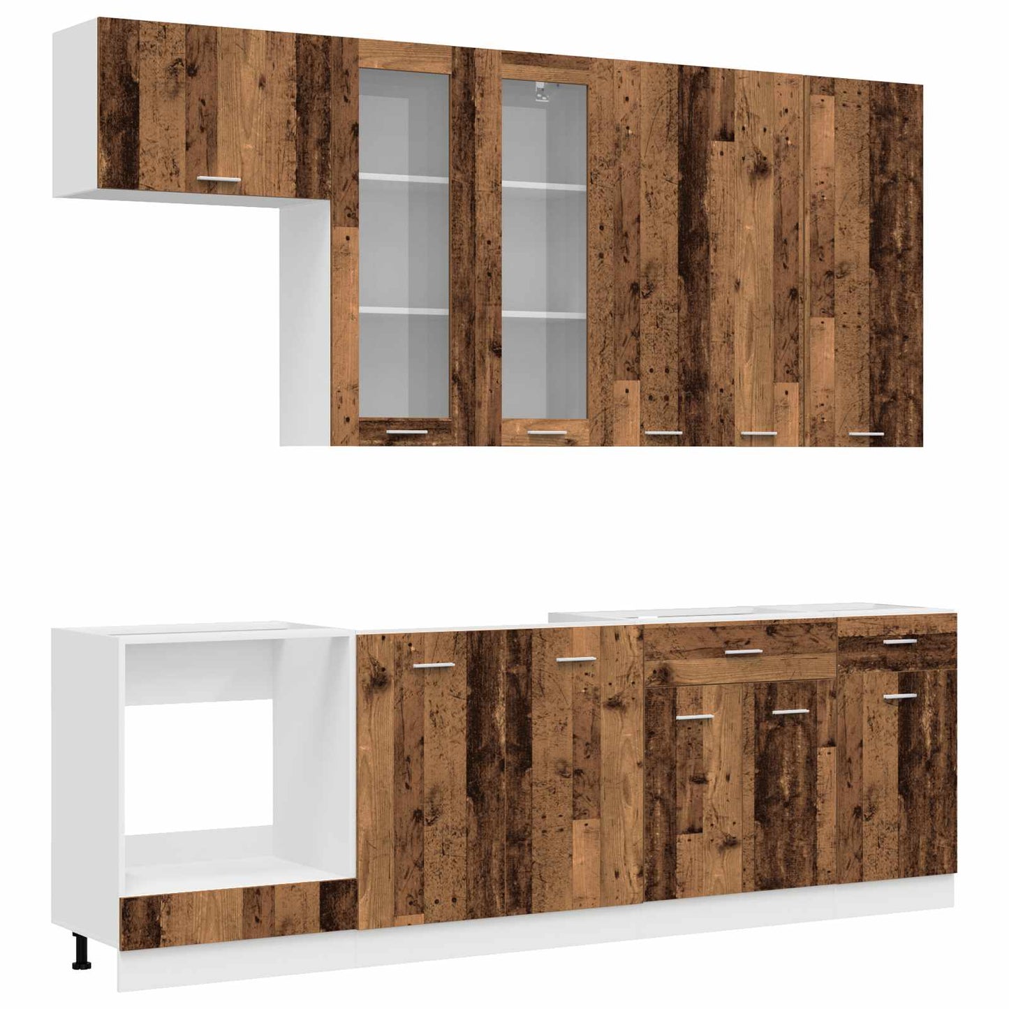 Kitchen Unit LYON 8 pcs Old Wood Engineered Wood