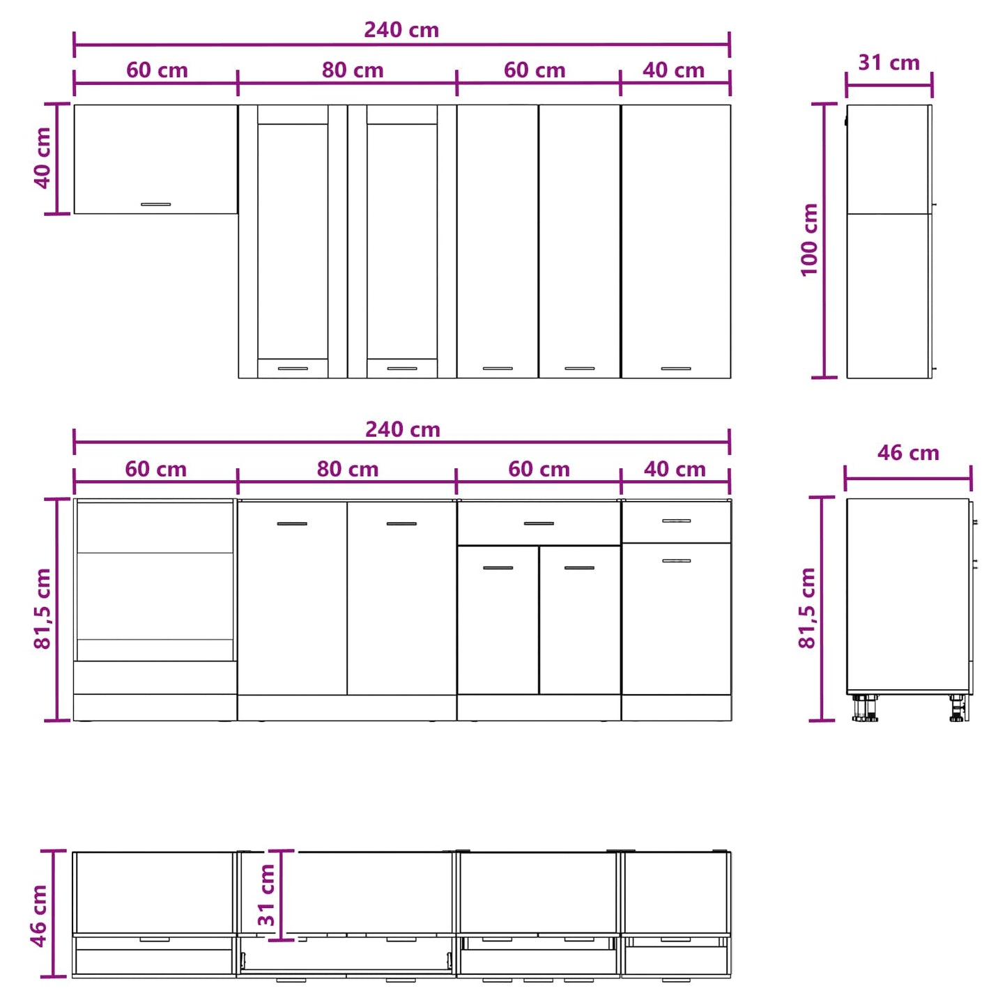 Kitchen Unit LYON 8 pcs Old Wood Engineered Wood
