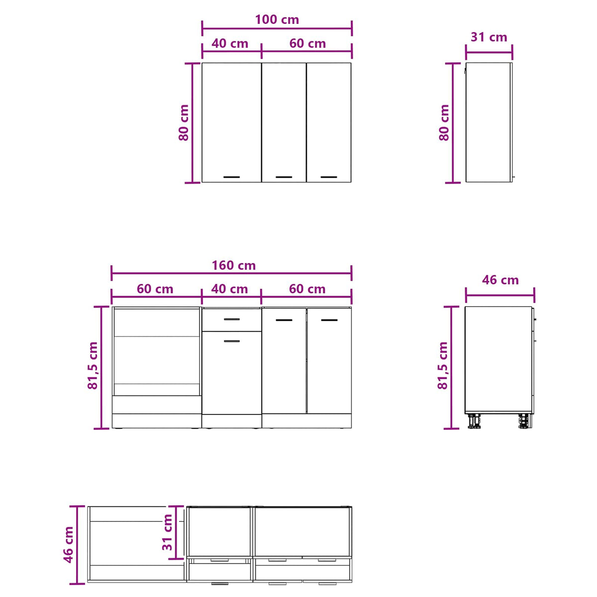 Kitchen Unit LYON 5 pcs Smoked Oak Engineered Wood