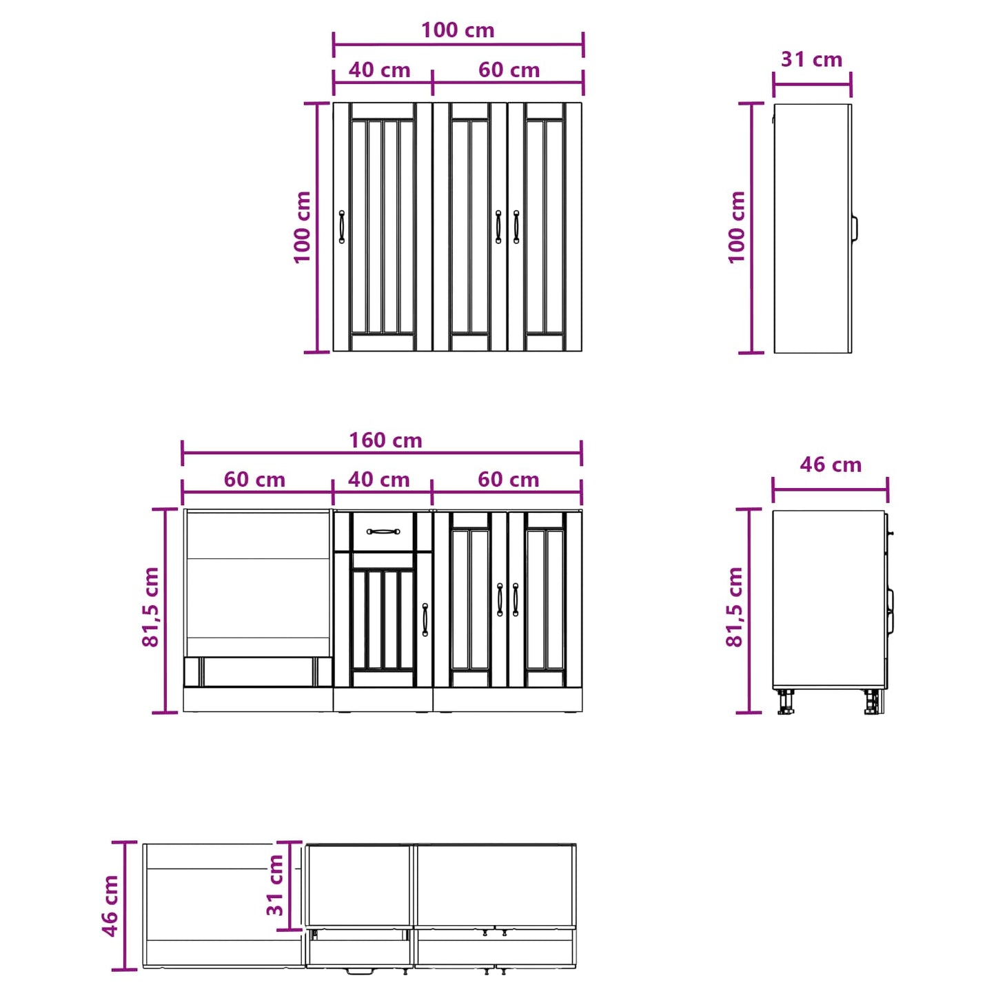Kitchen Unit LUCCA 5 pcs White