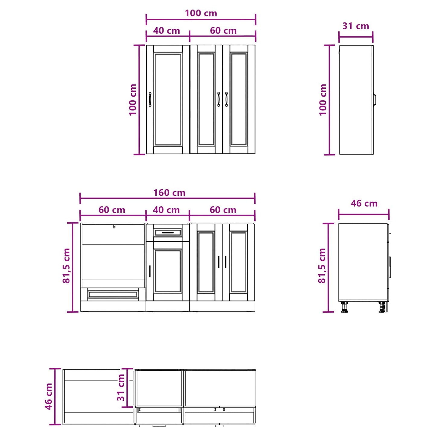 Kitchen Unit PORTO 5 pcs High Gloss White Engineered Wood