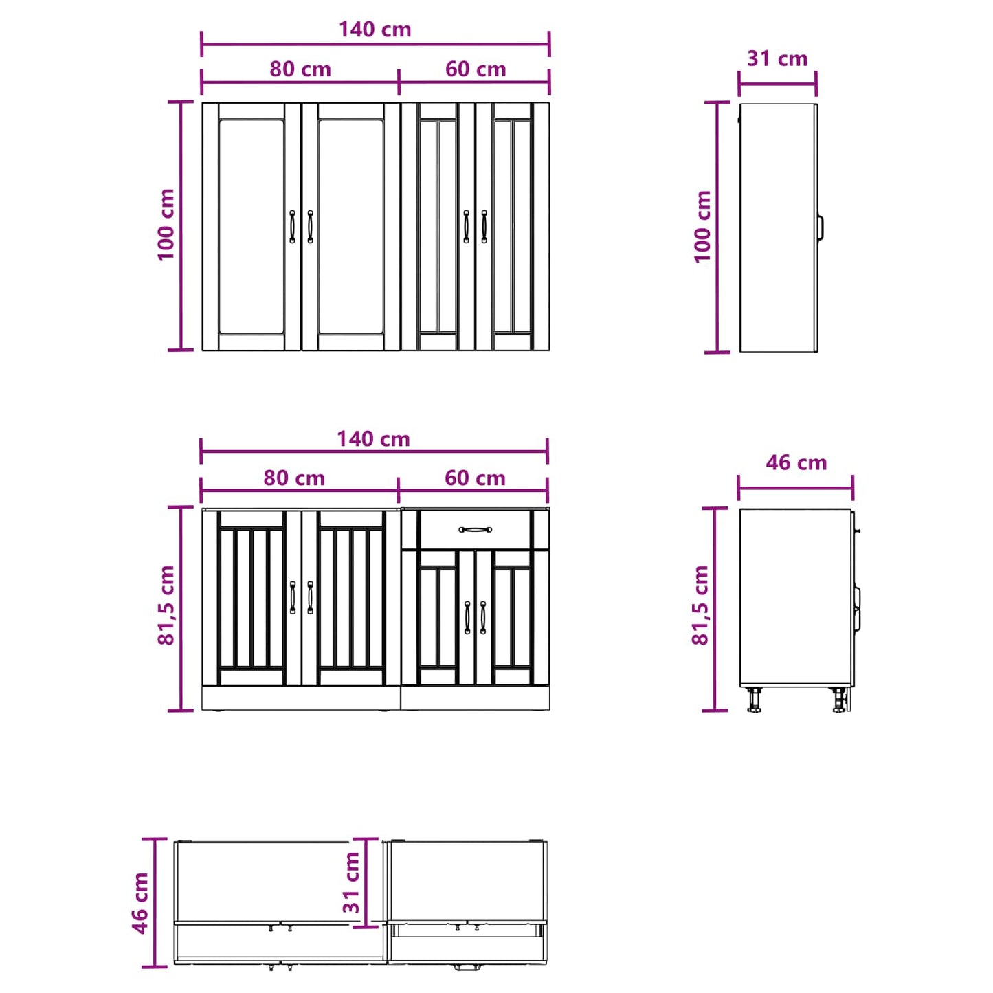Kitchen Unit LUCCA 4 pcs Concrete Grey Engineered Wood