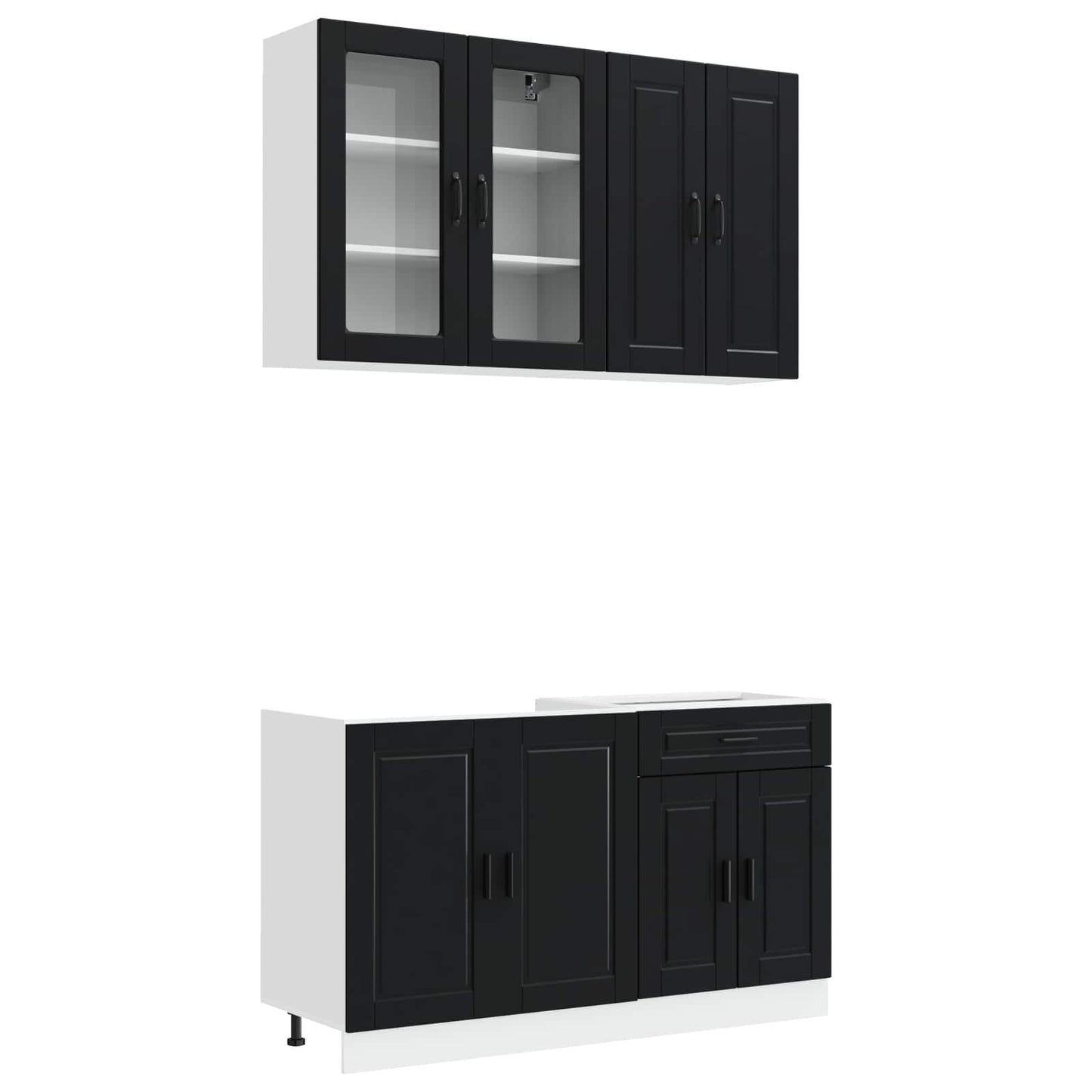 Kitchen Unit PORTO 4 pcs Black Engineered Wood