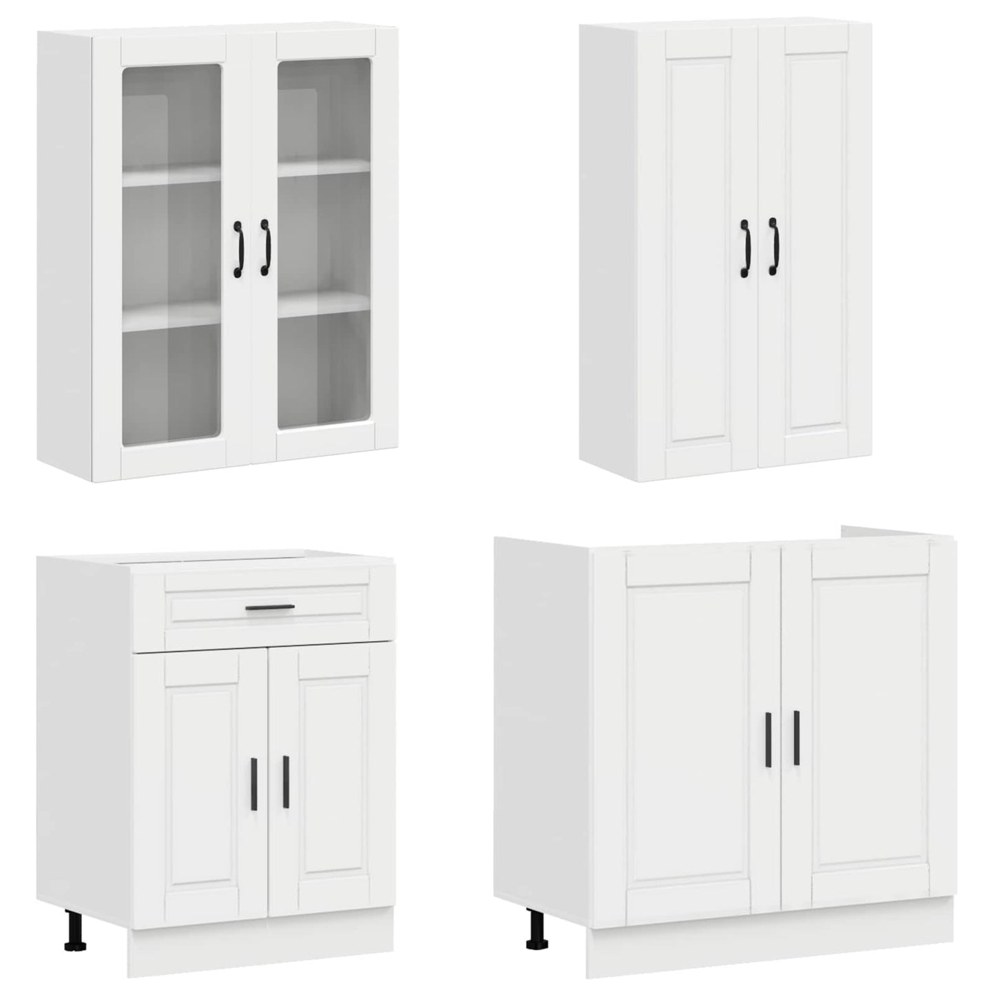 Kitchen Unit PORTO 4 pcs High Gloss White Engineered Wood