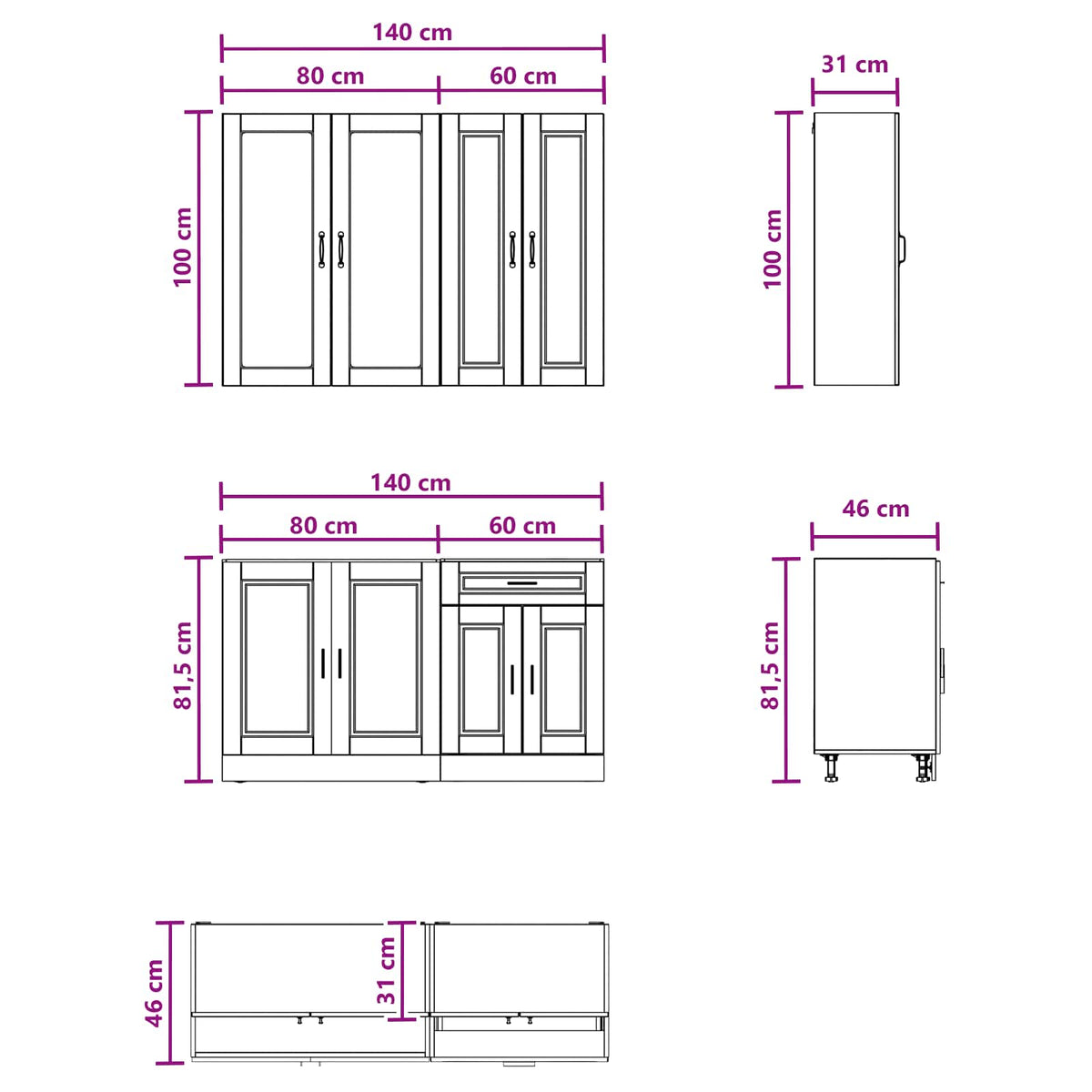 Kitchen Unit PORTO 4 pcs Grey Sonoma Engineered Wood