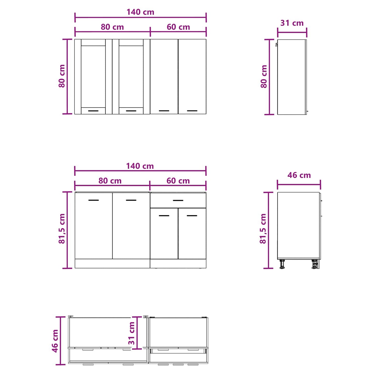Kitchen Unit LYON 4 pcs Artisan Oak Engineered Wood