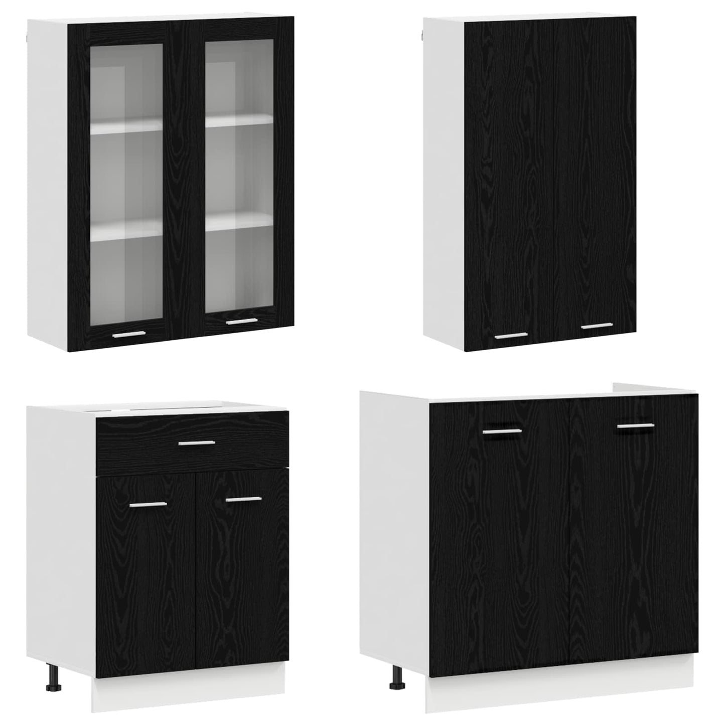 Kitchen Unit LYON 4 pcs Black Oak Engineered Wood