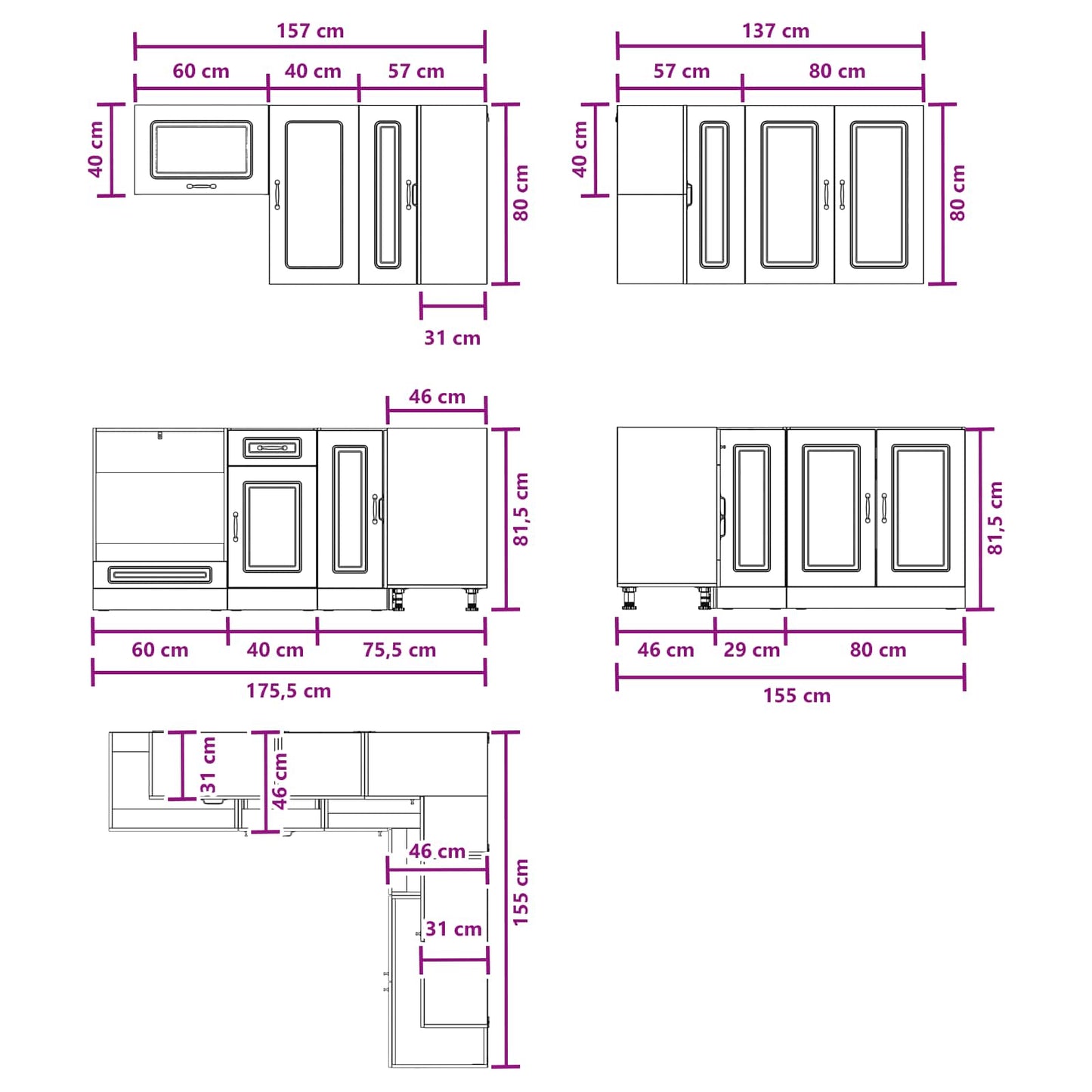 Kitchen Unit KALMAR 8 pcs Grey Sonoma Engineered Wood