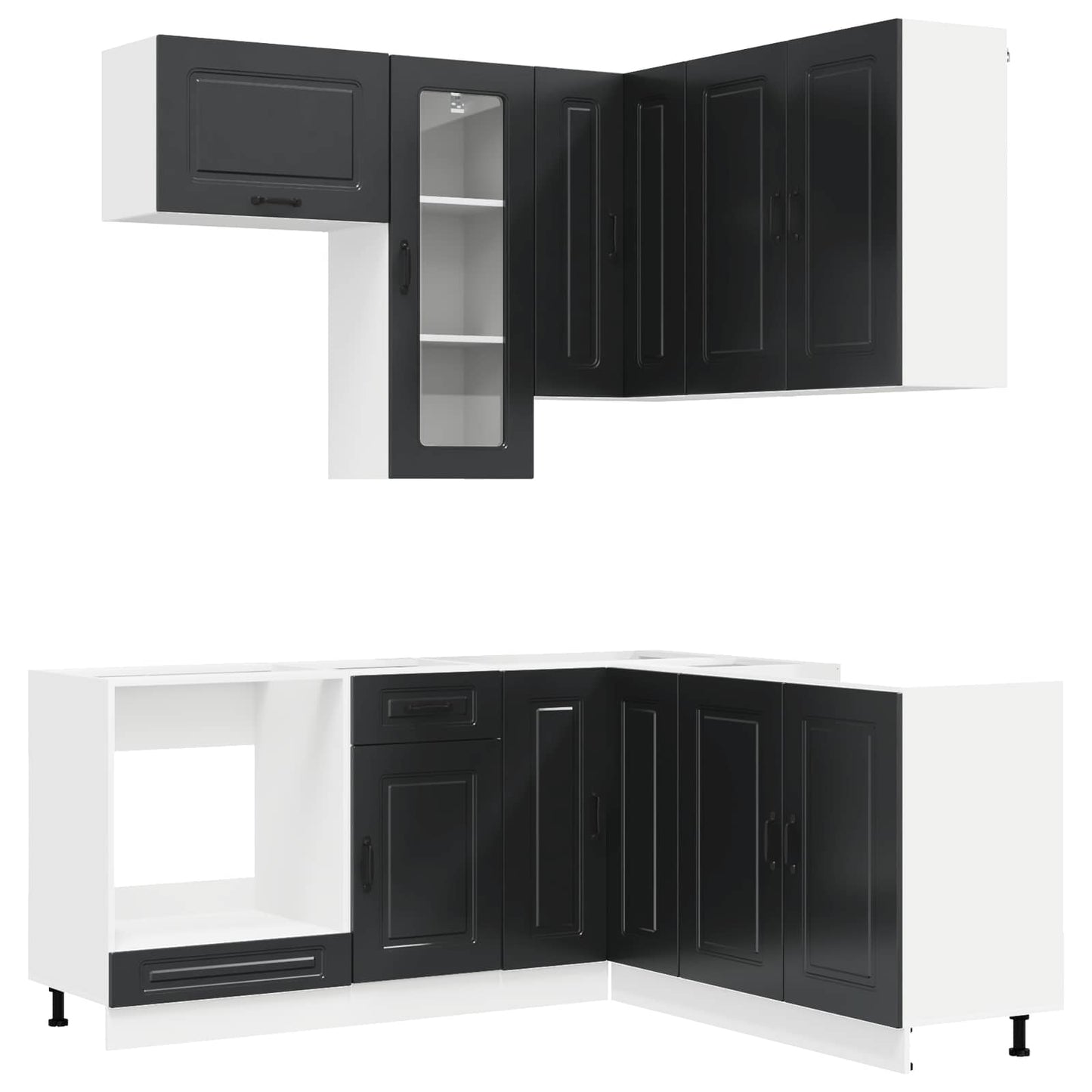 Kitchen Unit KALMAR 8 pcs Black Engineered Wood