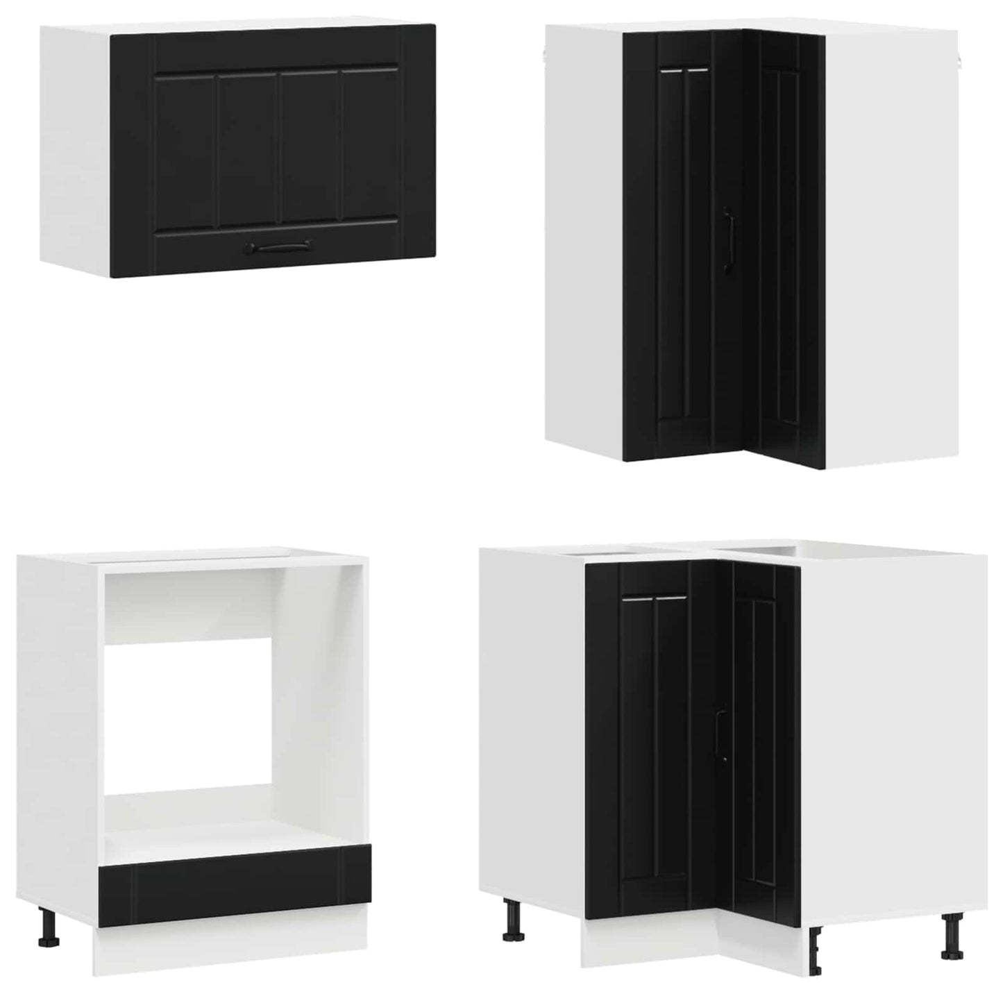 Kitchen Unit LUCCA 8 pcs Black Engineered Wood