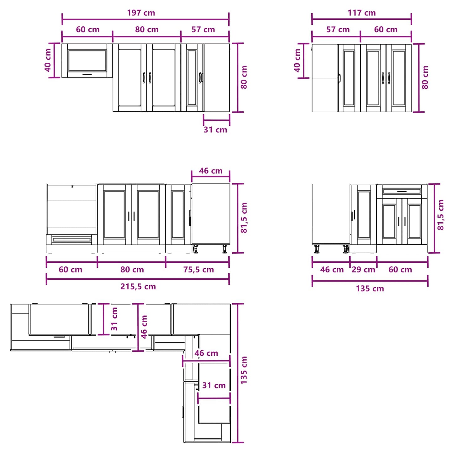 Kitchen Unit PORTO 8 pcs White Engineered Wood