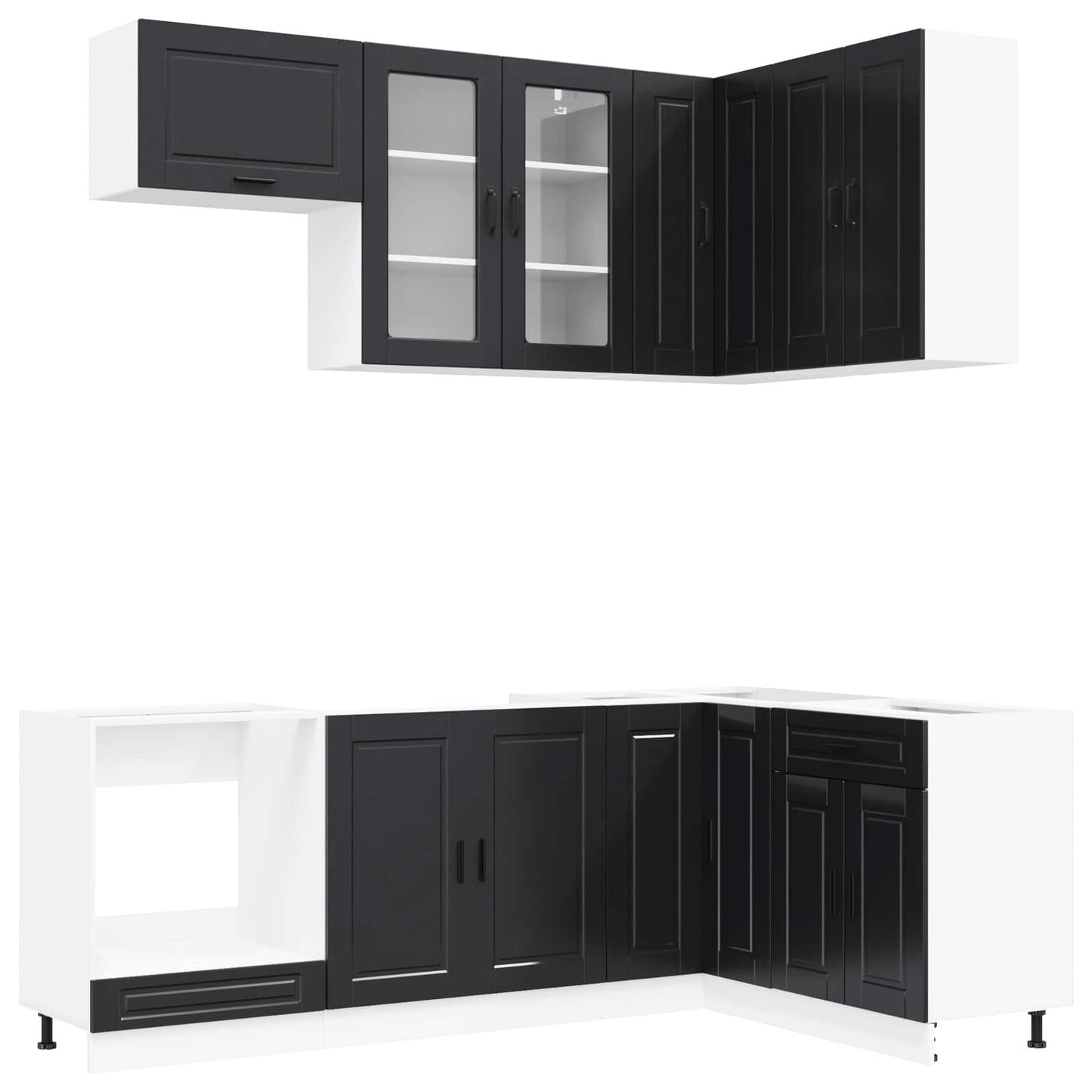 Kitchen Unit PORTO 8 pcs Black Engineered Wood
