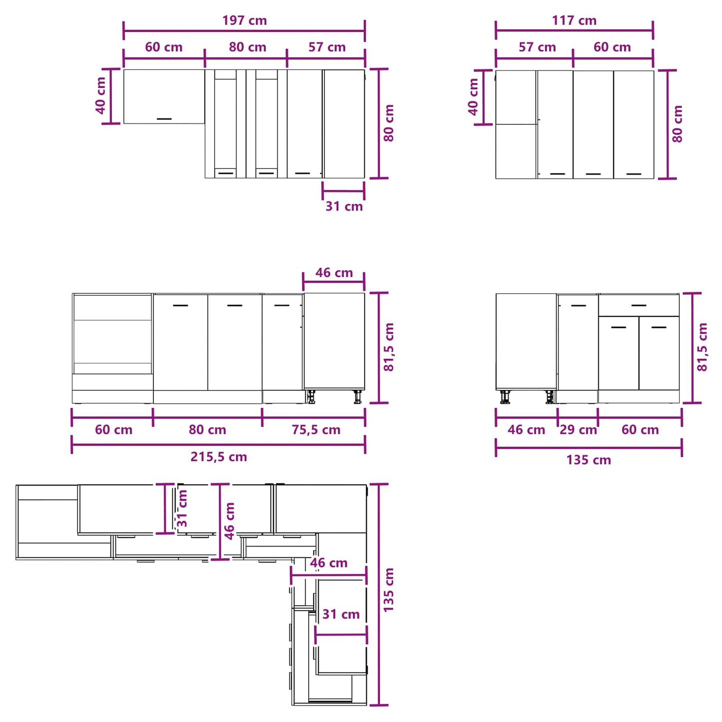 Kitchen Unit LYON 8 pcs Old Wood Engineered Wood