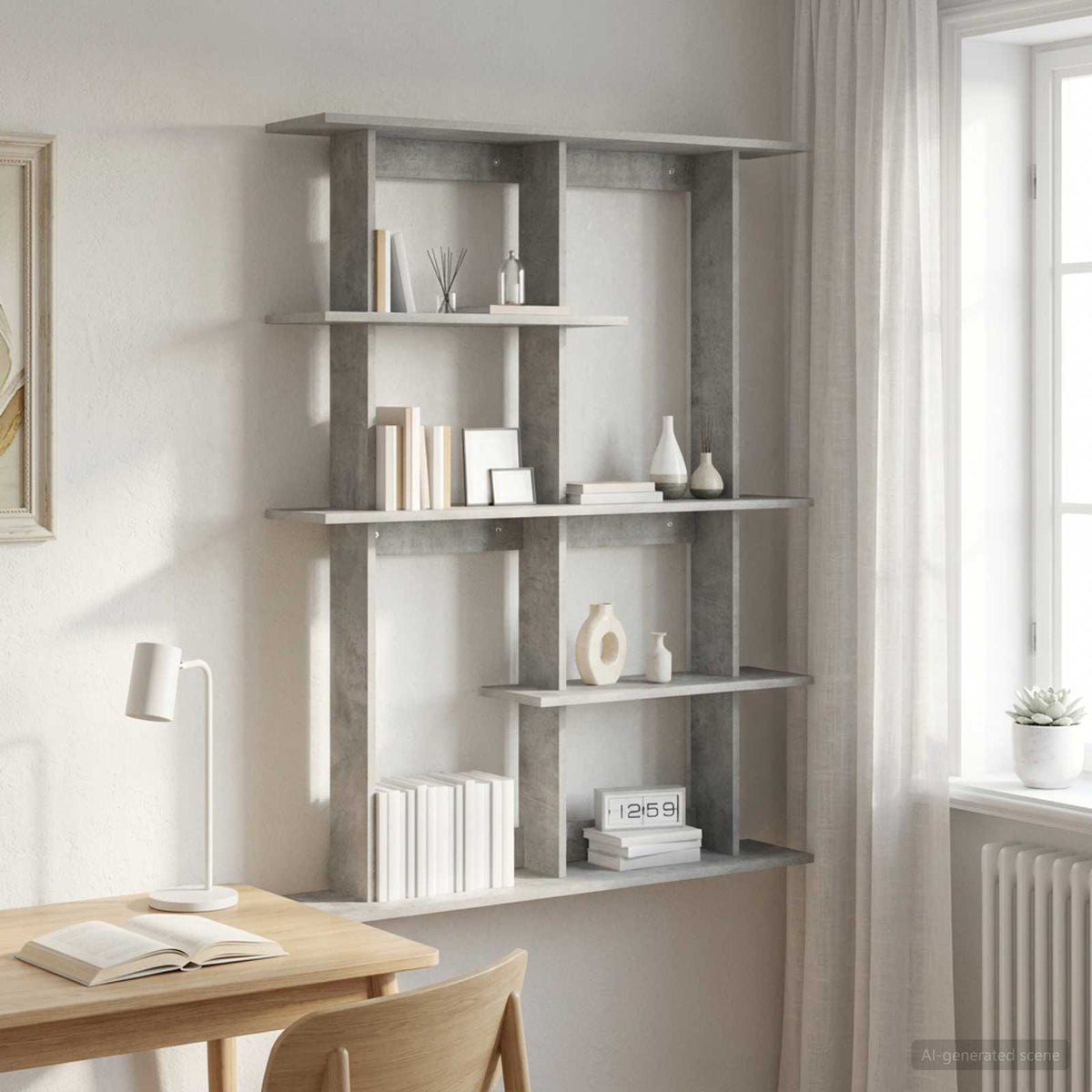 Wall Shelf Concrete Grey 102 x 20 x 130 cm