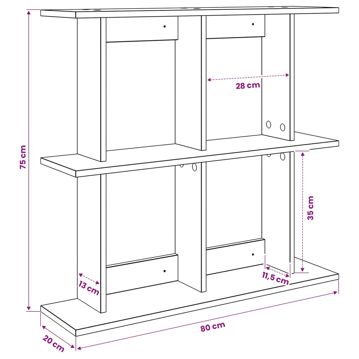 Wall Shelf Wall-Mounted Concrete Grey 80 x 20 x 75 cm