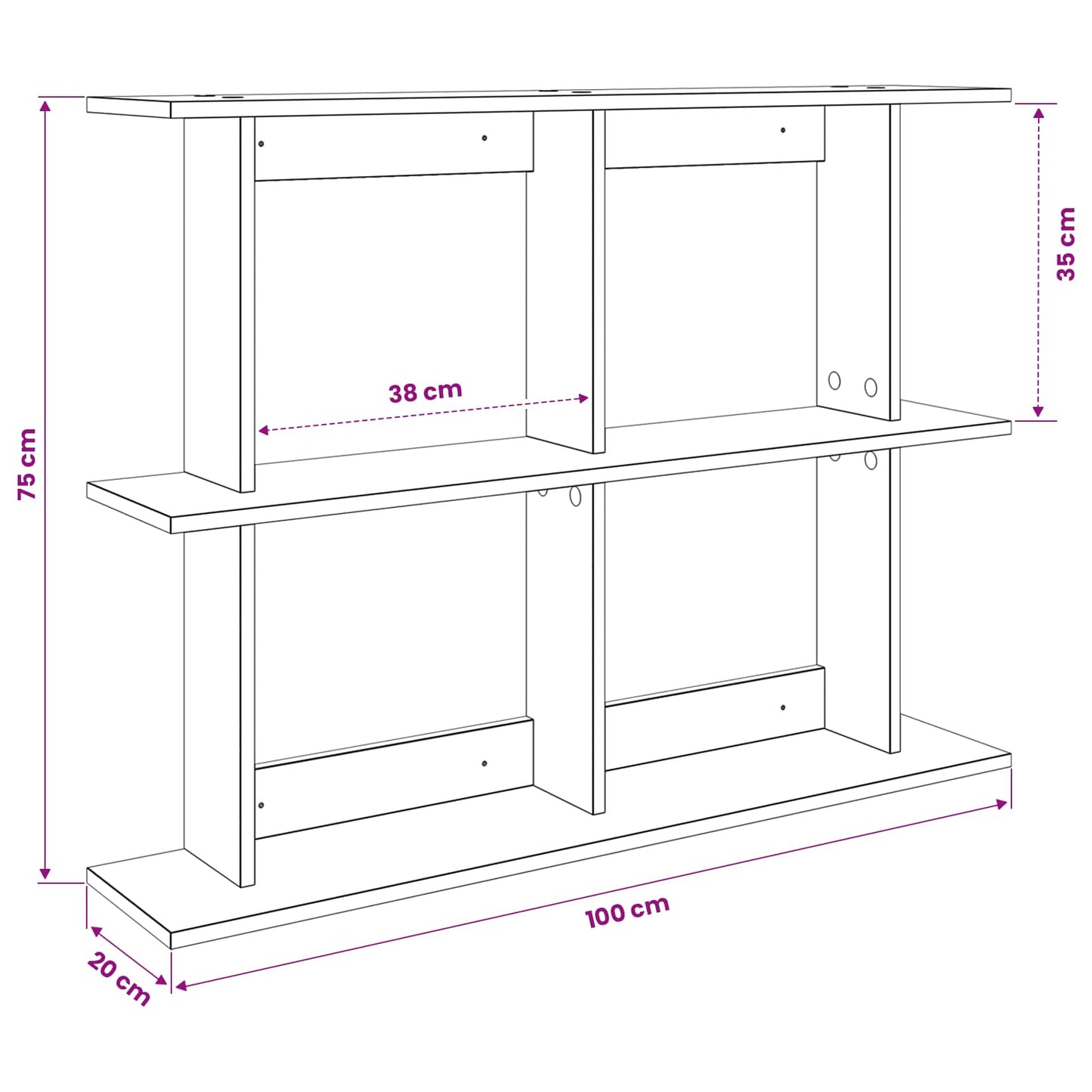 Wall Shelf Wall-Mounted White 100 x 20 x 75 cm Engineered Wood