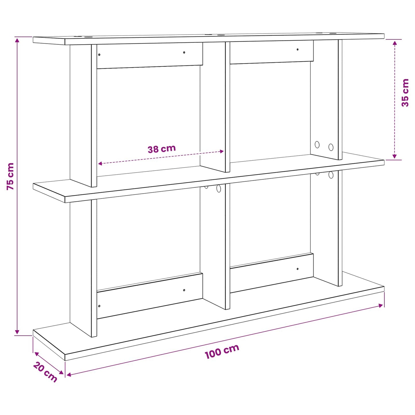 Wall Shelf Wall-Mounted Grey Sonoma 100 x 20 x 75 cm