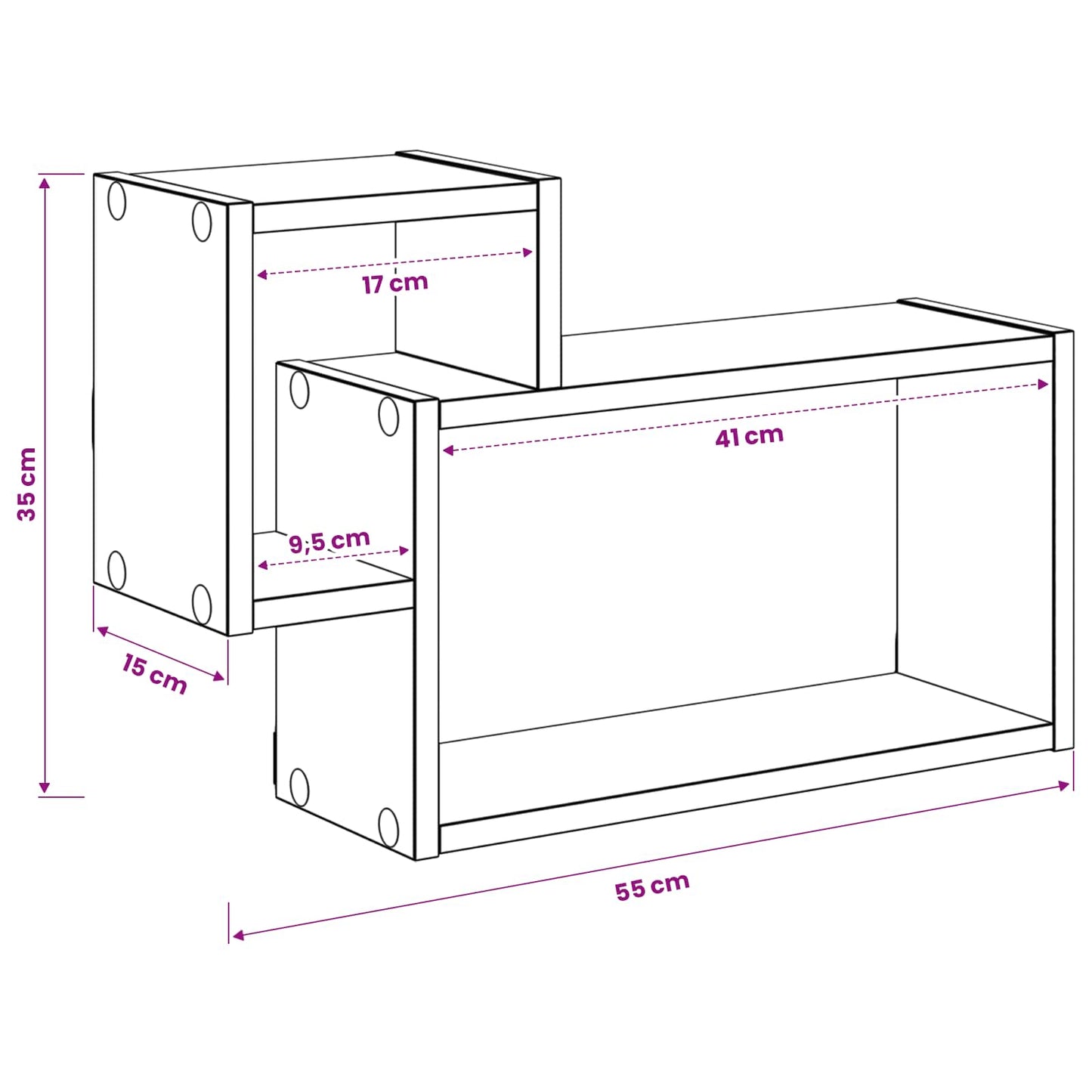Wall Shelf Wall-Mounted Artisan Oak 55 x 15 x 35 cm
