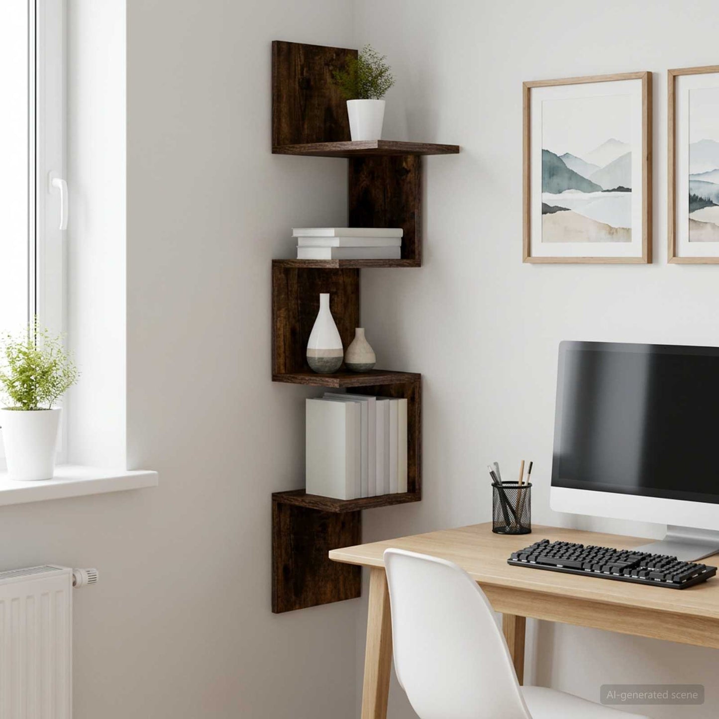 Wall Shelf Wall-Mounted Smoked Oak 32 x 21 x107 cm