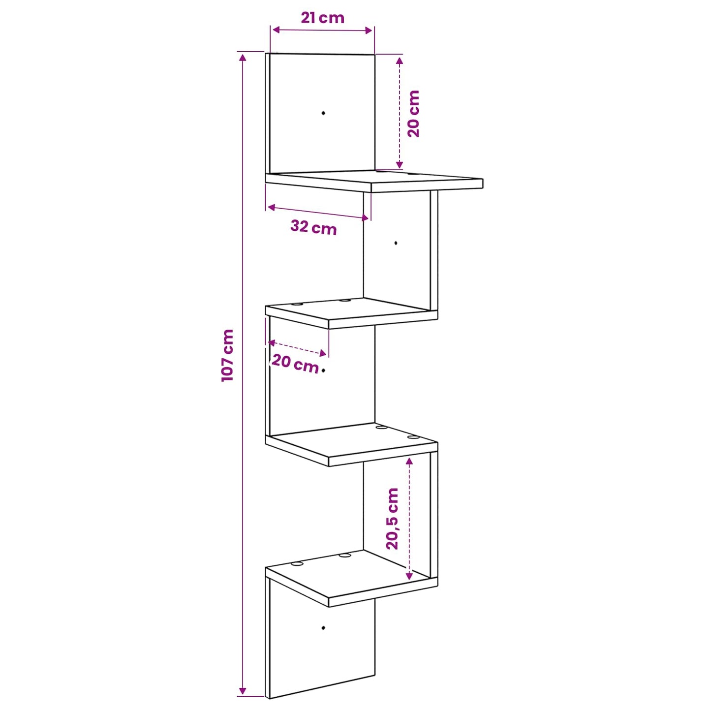 Wall Shelf Wall-Mounted Grey Sonoma 32 x 21 x107 cm