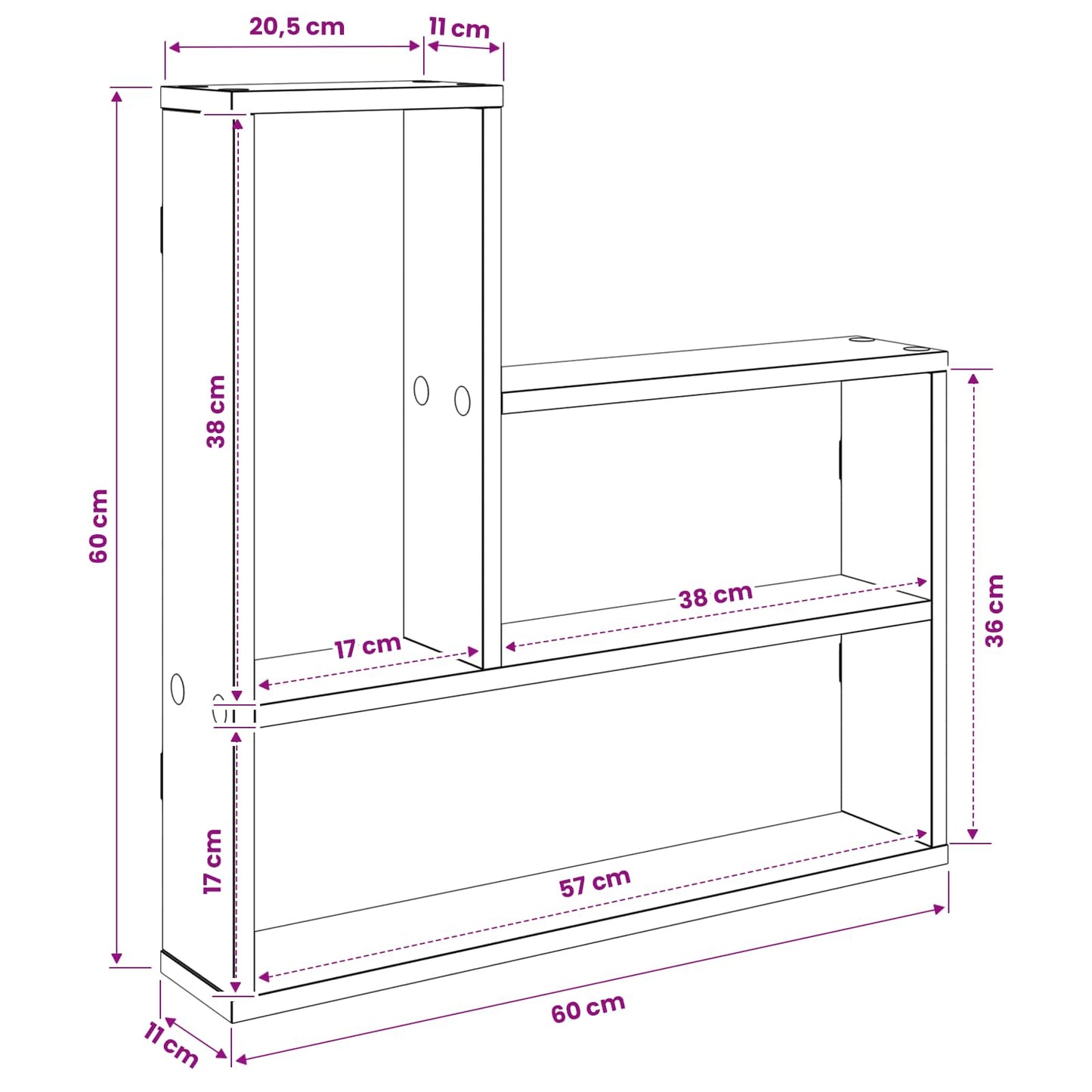 Wall Shelf White 60 x 11 x 60 cm Engineered Wood