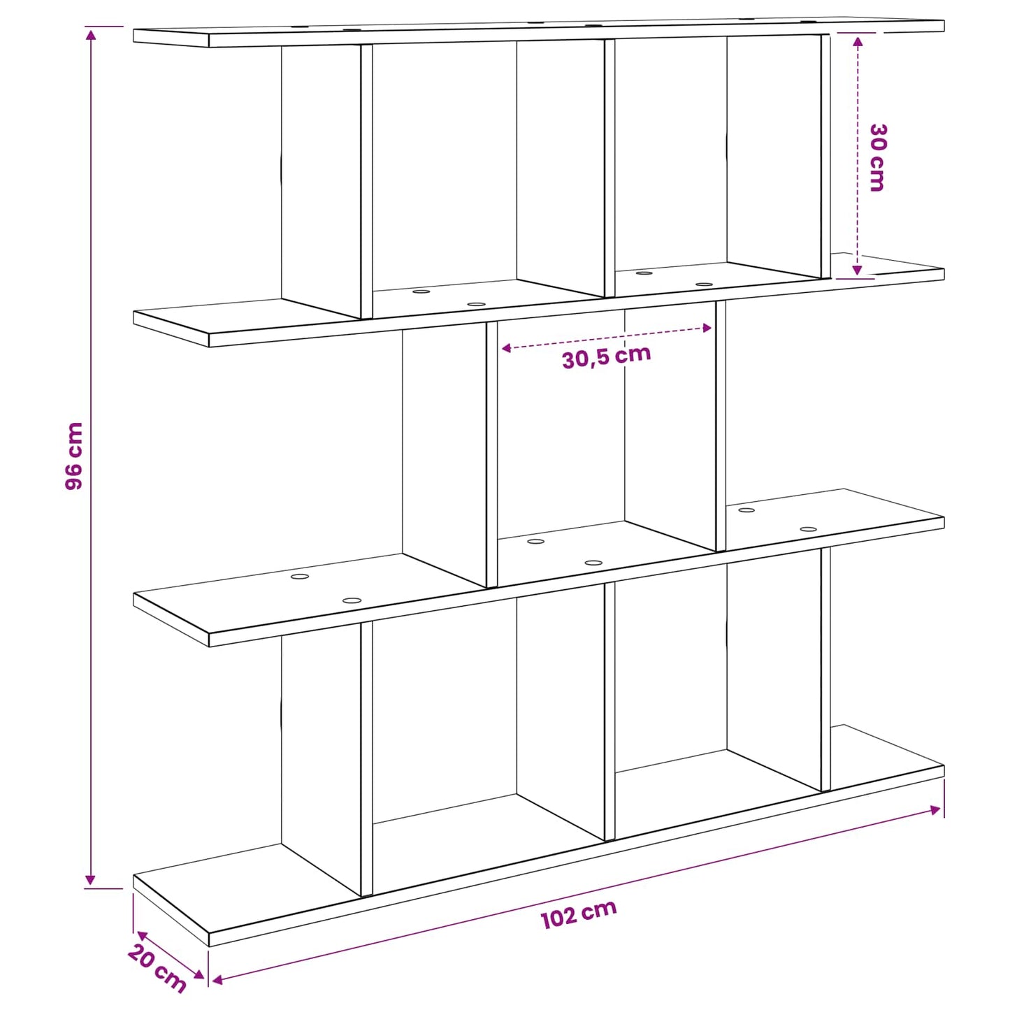 Wall Shelf Sonoma Oak 102 x 20 x 96 cm Engineered Wood